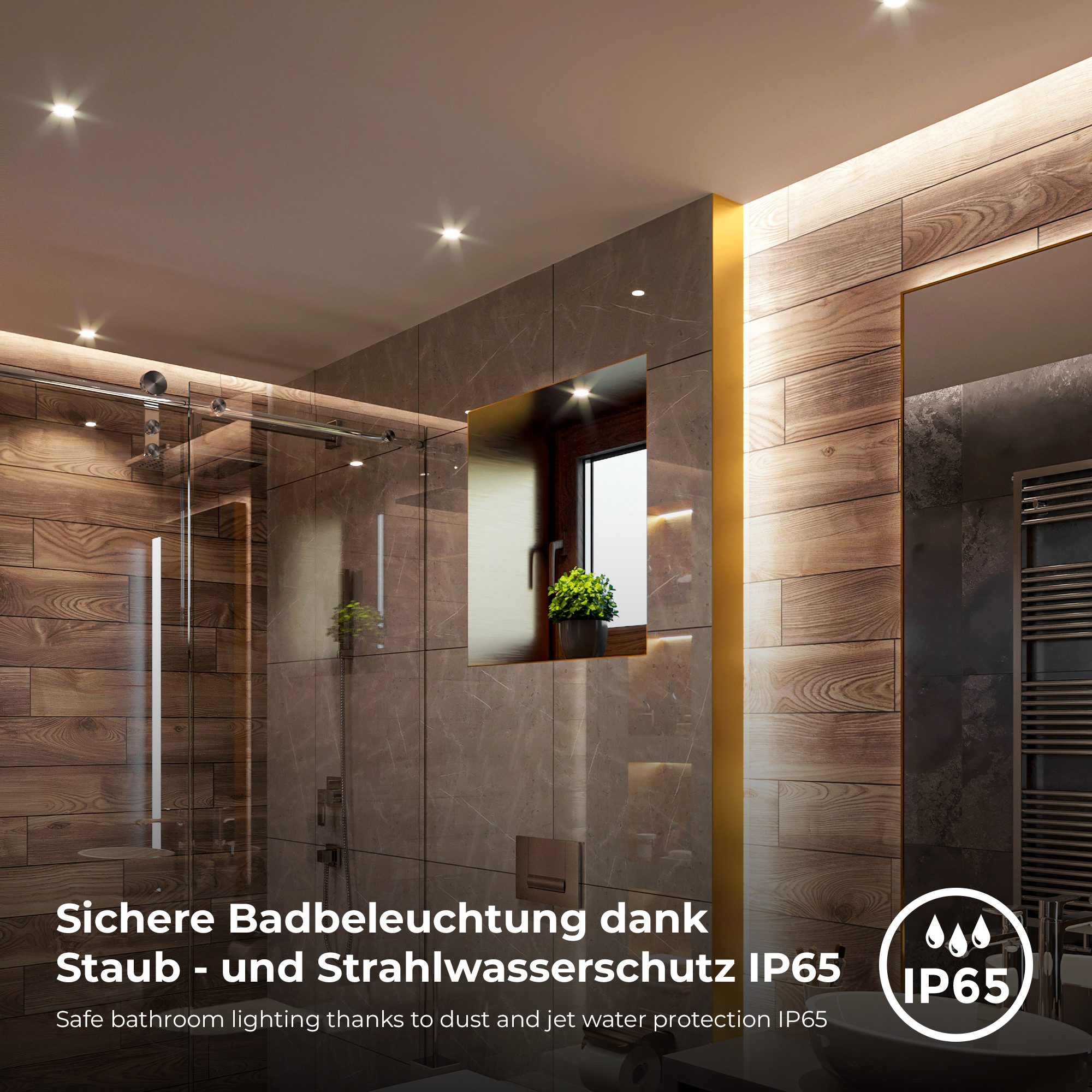 B.K.Licht Ledinbouwlamp 5-pack badkamer inbouwspots, IP65, dimbare plafondspots (5 stuks)