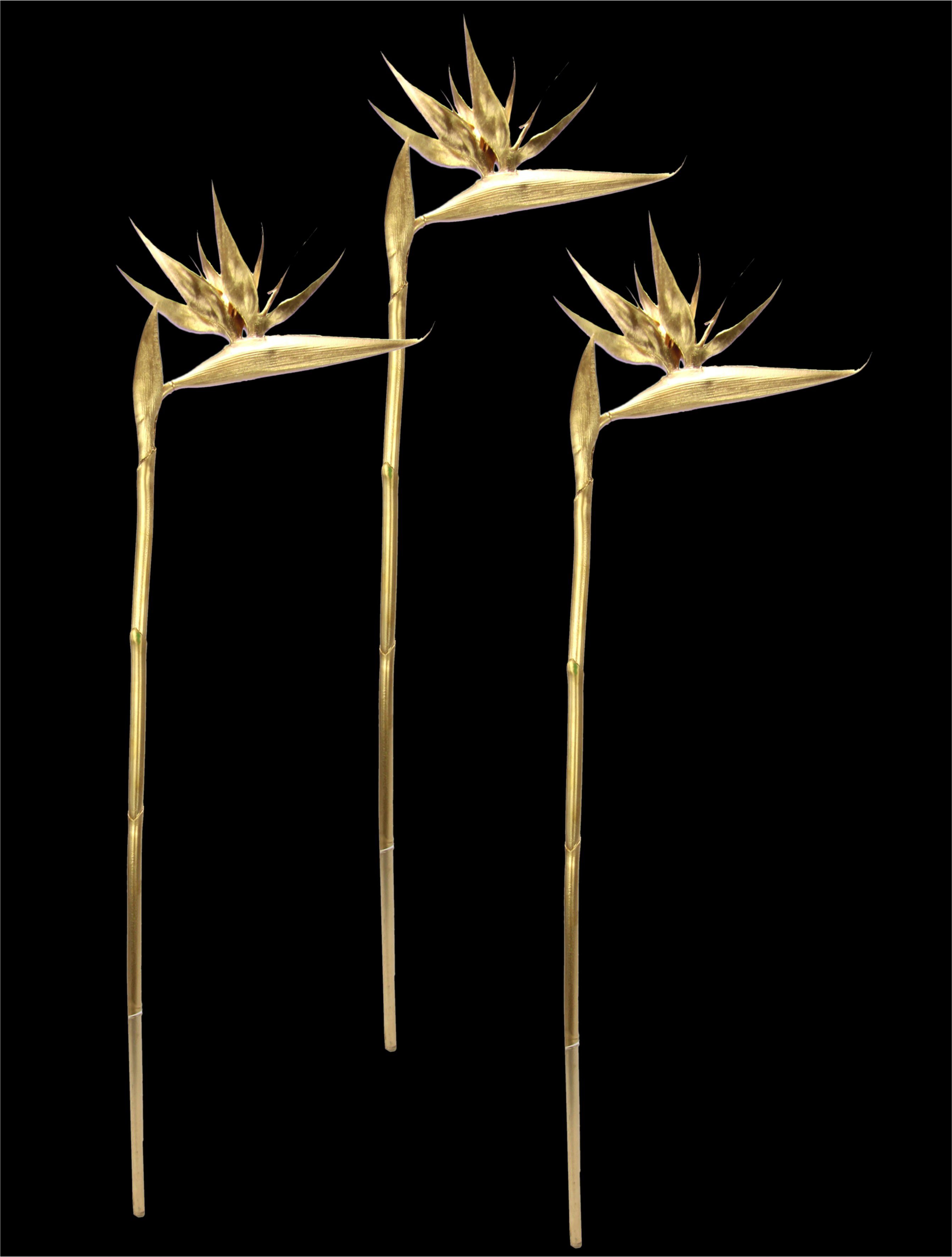 I.GE.A. Kunstbloem Paradijsvogelplant Exotische decoratieve tak, tropische bloem, 3-delige set (3 stuks)