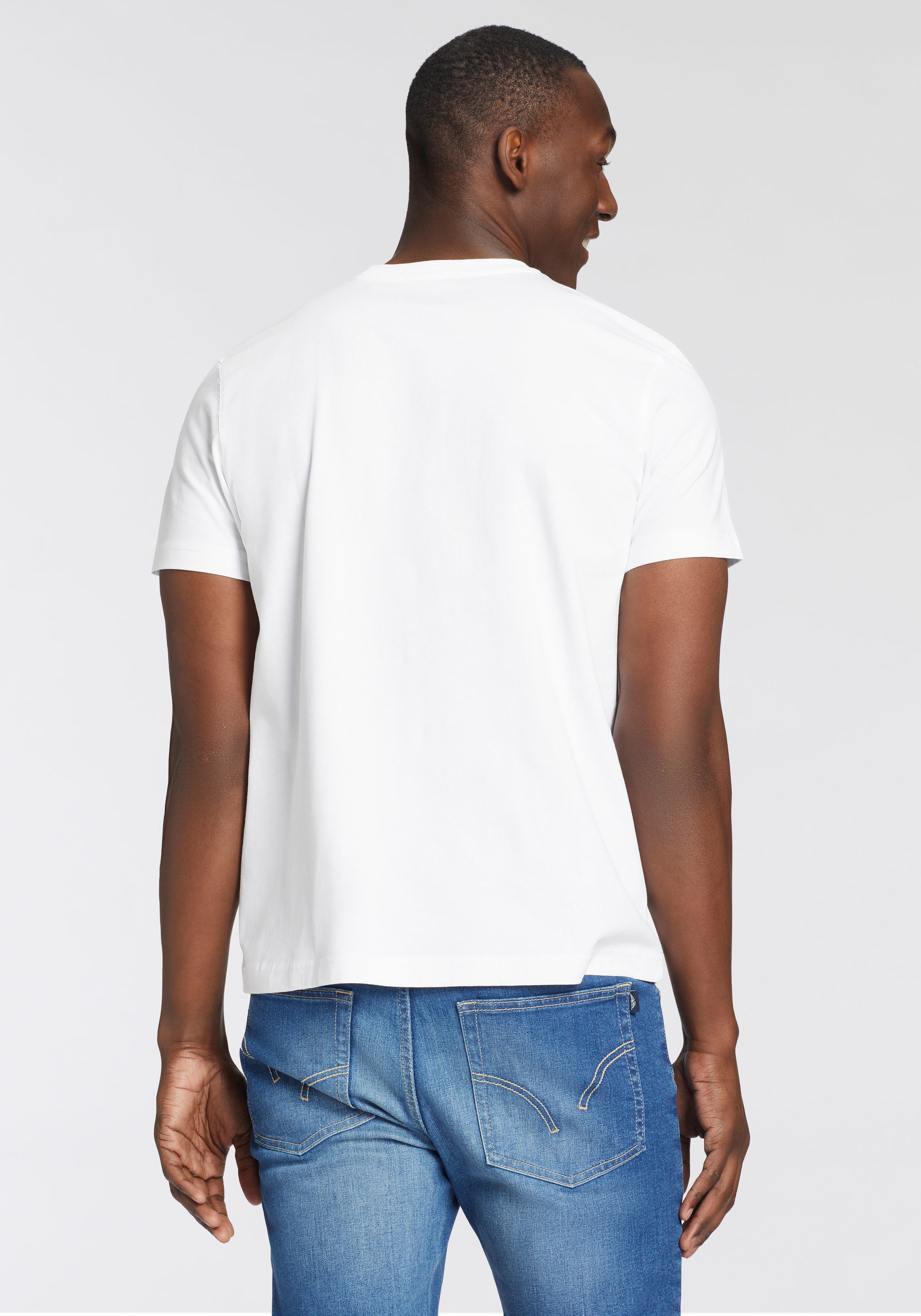 Man's World T-shirt Nieuwe kleuren! Korte mouw, effen kleur, ronde hals, van katoen(3-delig, Set van 3)