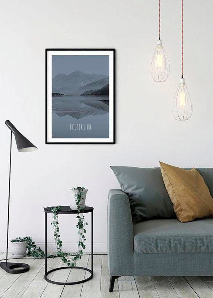 Komar Wanddecoratie Word Lake Reflection Steel Wanddecoratie - zonder lijst (1 stuk)