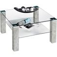pro line salontafel met glasplaat, plank van glas, frame van hout, vierkant grijs