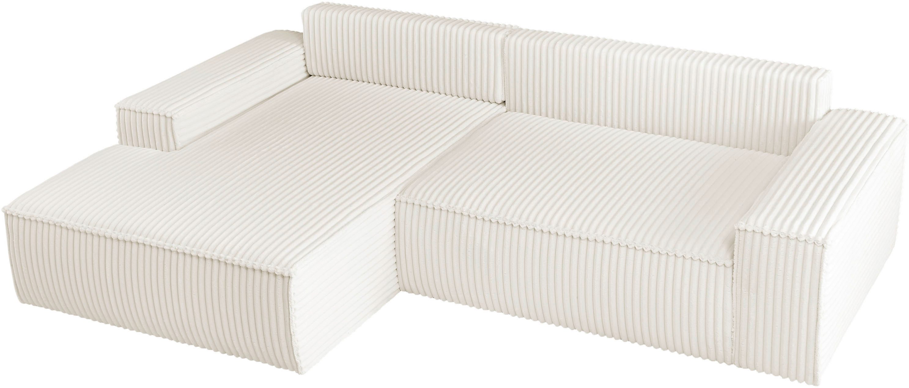 andas Hoekbank FINNLEY Slaapbank 267 cm, L-vorm met Slaapfunctie & Bedlade beschikbaar in de stofkwaliteiten bouclé, structuur fijn en mega cord