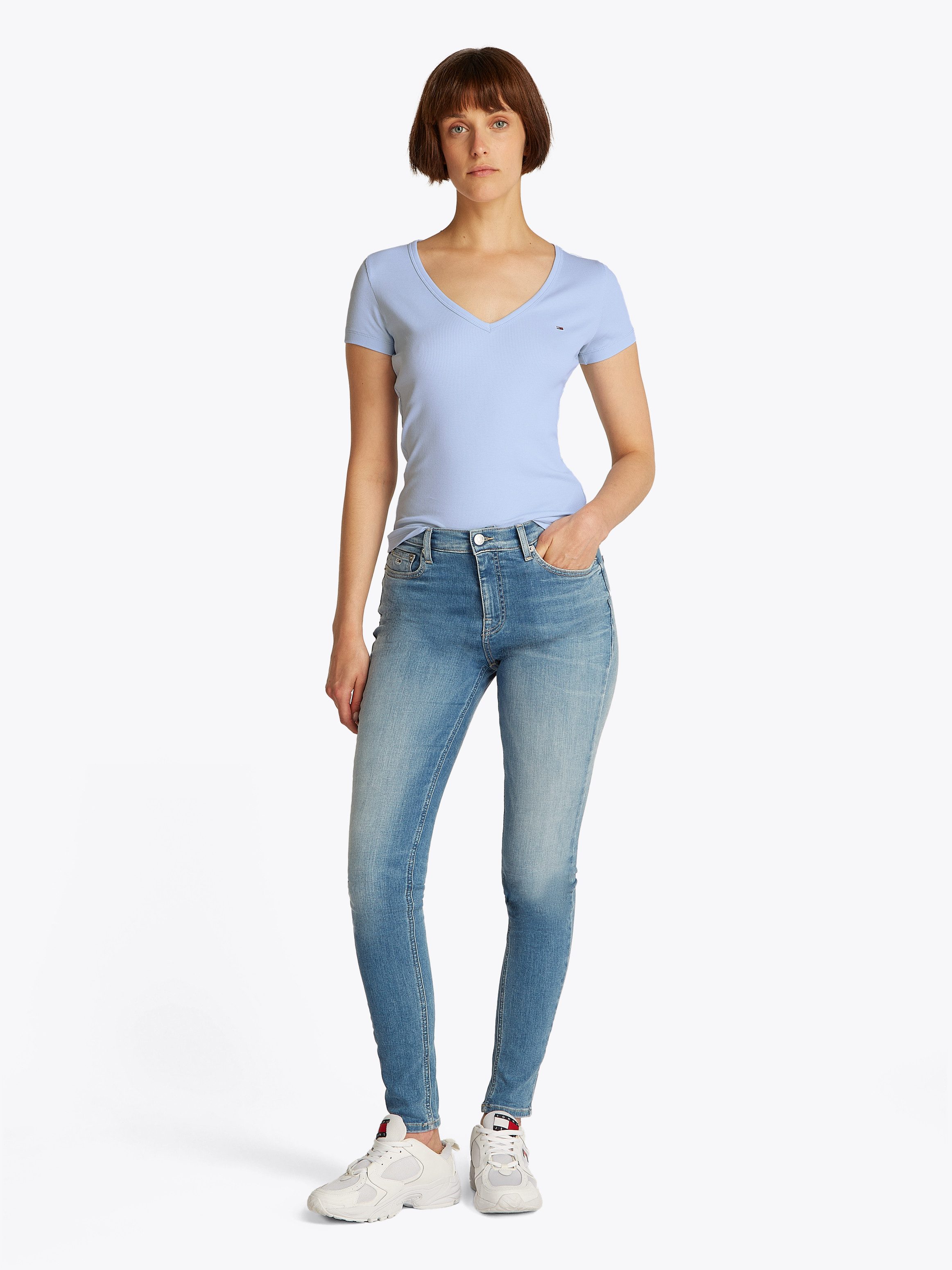 TOMMY JEANS Shirt met korte mouwen TJW SLIM ESSENTIAL RIB V SS