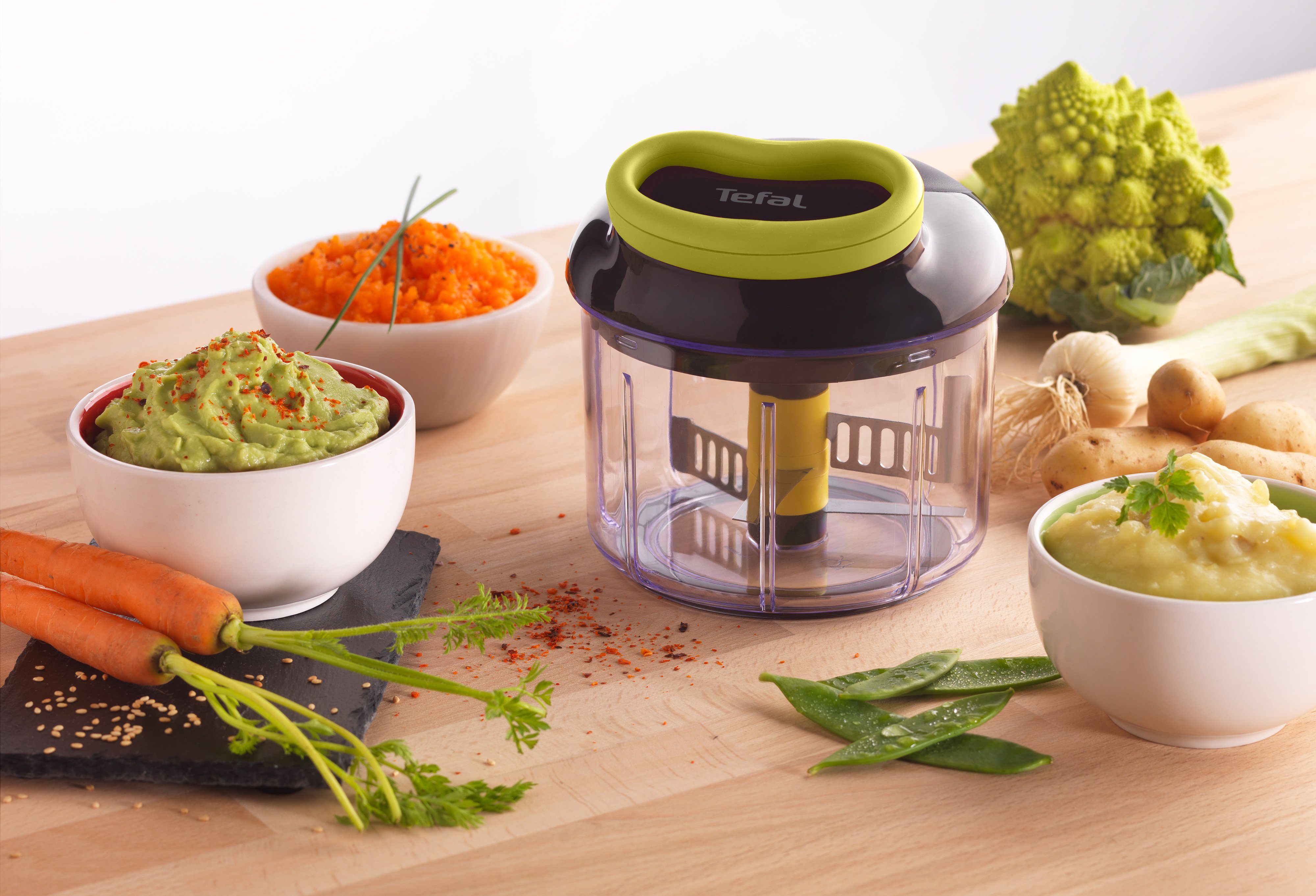 Tefal Groentesnijder 5-seconden hakmolen 900ml, roestvrijstalen messen, antislip, ijscrusher, puree, zwart/groen