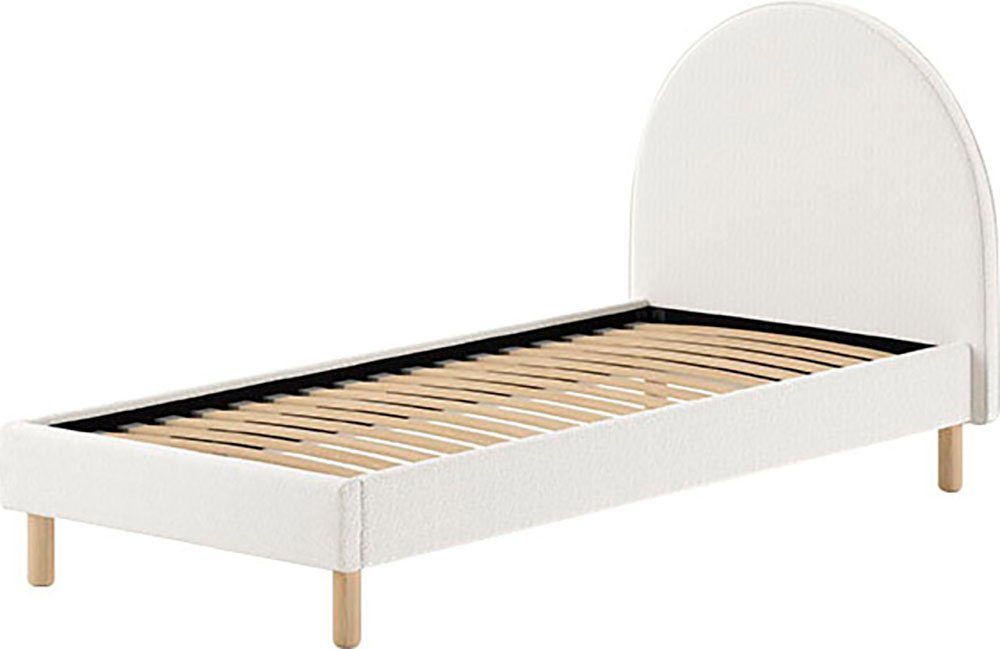 Vipack Gestoffeerd bed Moon, met fluffy bouclé stof in verschillende kleuren 2 breedtes (90 of 140 cm), lattenbodem, bouclé stof, naar keuze 4 kleuren