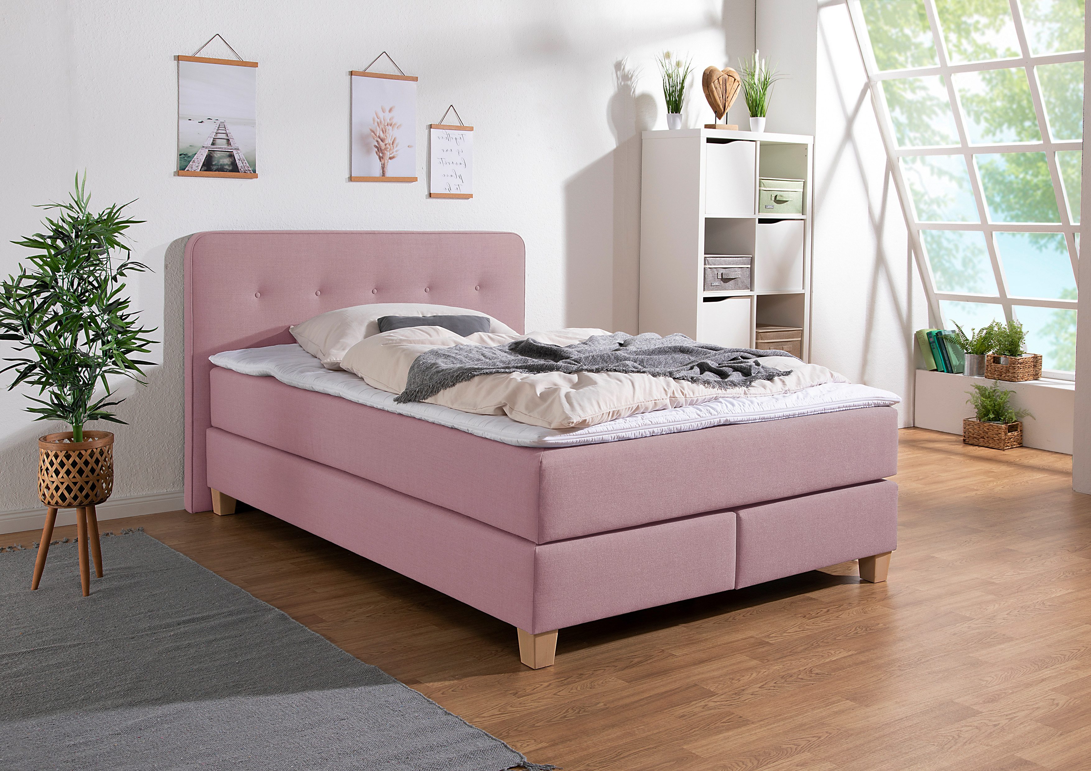 Home affaire Boxspring Fargo in extra lang 220 cm met topmatras 3 uitvoeringen 4 breedten