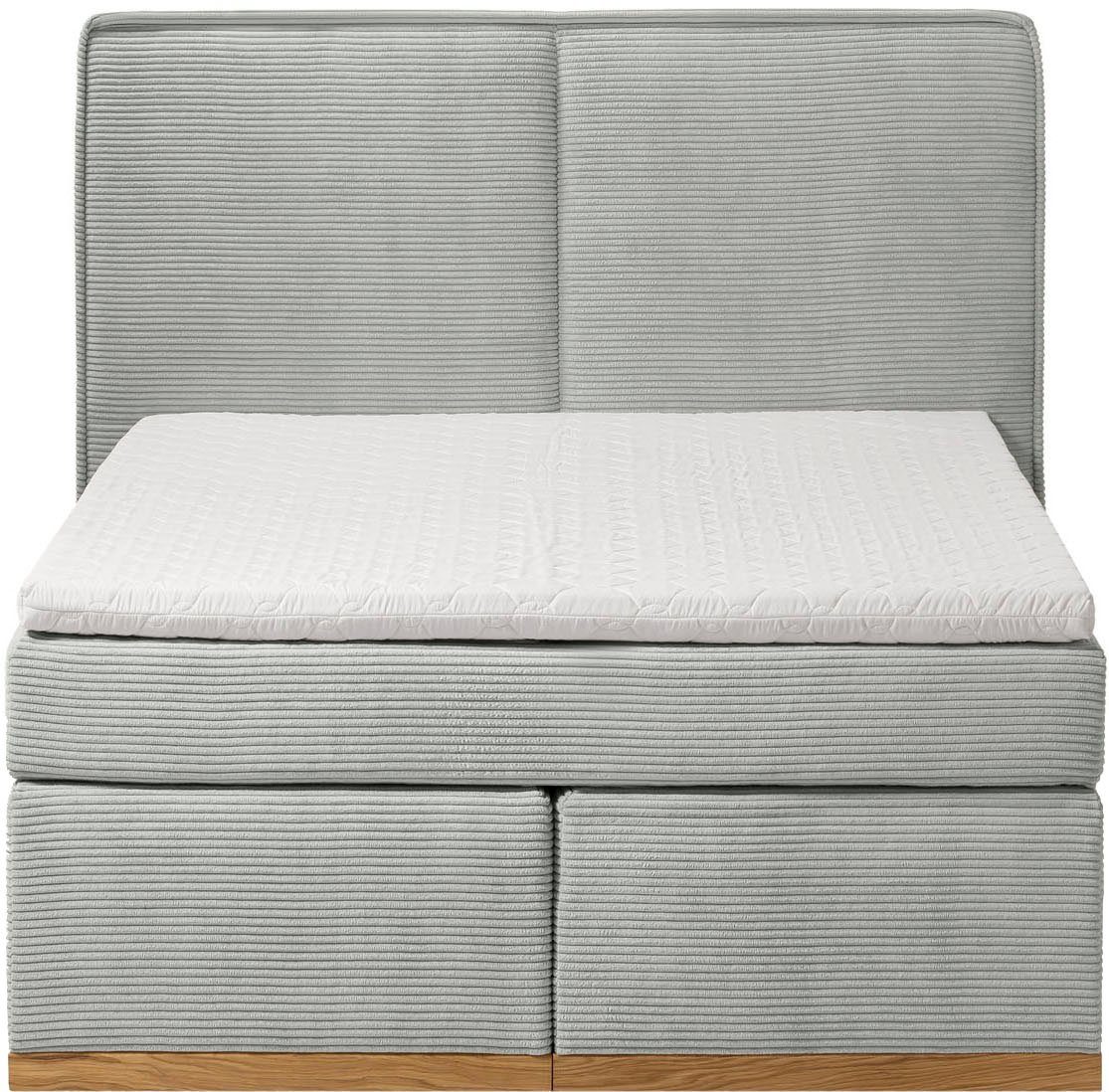 Home affaire Boxspring SHERWOOD hotelbed, bekleed bed Hoogwaardig cord ,zachte velours-structuur, met topmatras, eiken