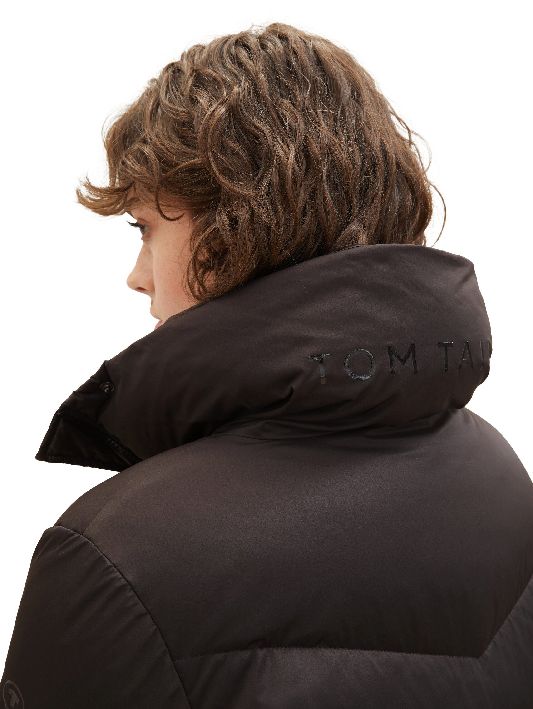 Tom Tailor Gewatteerde jas met logoprint op de gewatteerde opstaande kraag