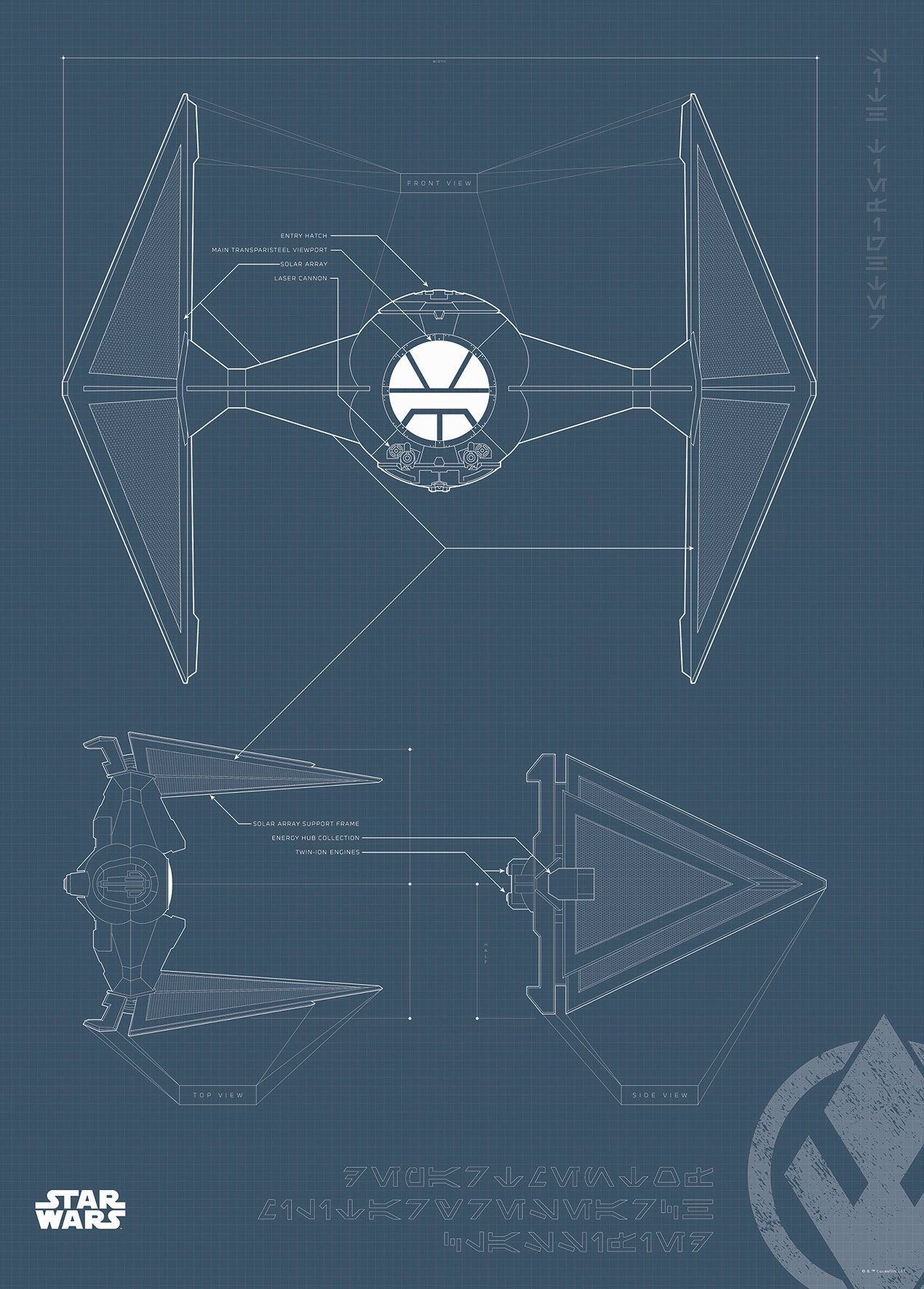 Komar wanddecoratie Star Wars Blueprint Sith TIE-Fighter, zonder lijst