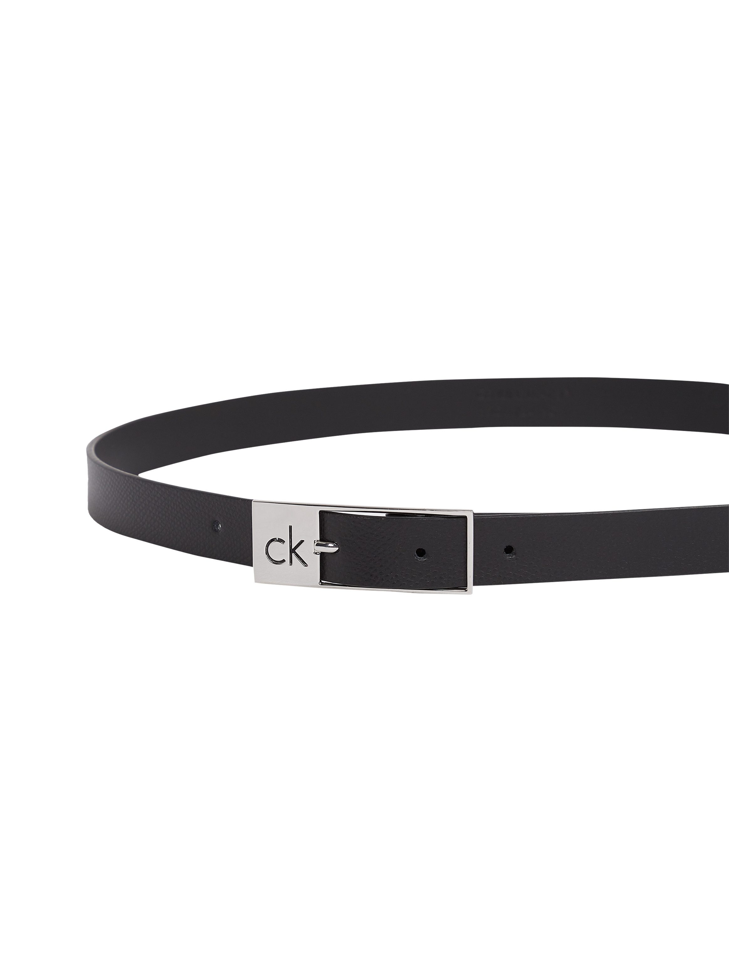 Calvin Klein Leren riem CK CUT SQUARE BUCKLE 2.0_CAVIAR Logoprand, eenvoudige doornsluiting