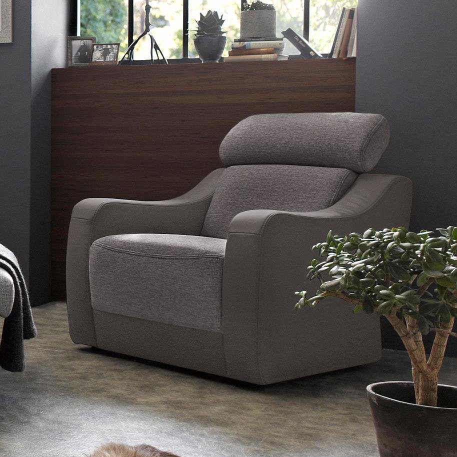 exxpo - sofa fashion fauteuil happy inclusief hoofd- resp. verstelbare rugleuning bruin