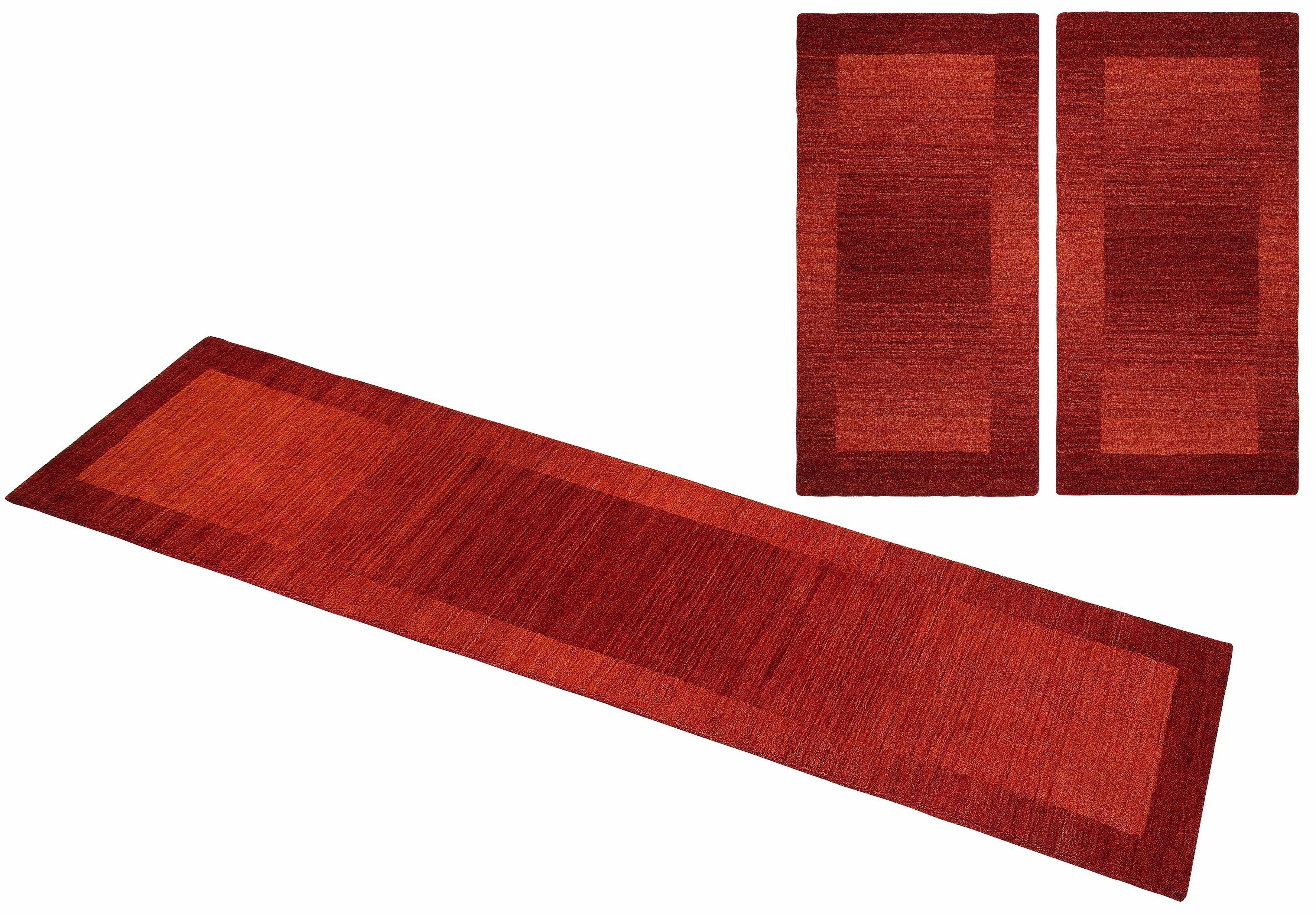 THEKO Set slaapkamerkleedjes Gabbeh super, Handgeweven vloerkleed, randdessin, zuivere wol, met de hand geweven
