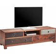 home affaire tv-meubel breedte 150 cm met voorkanten van metaal bruin