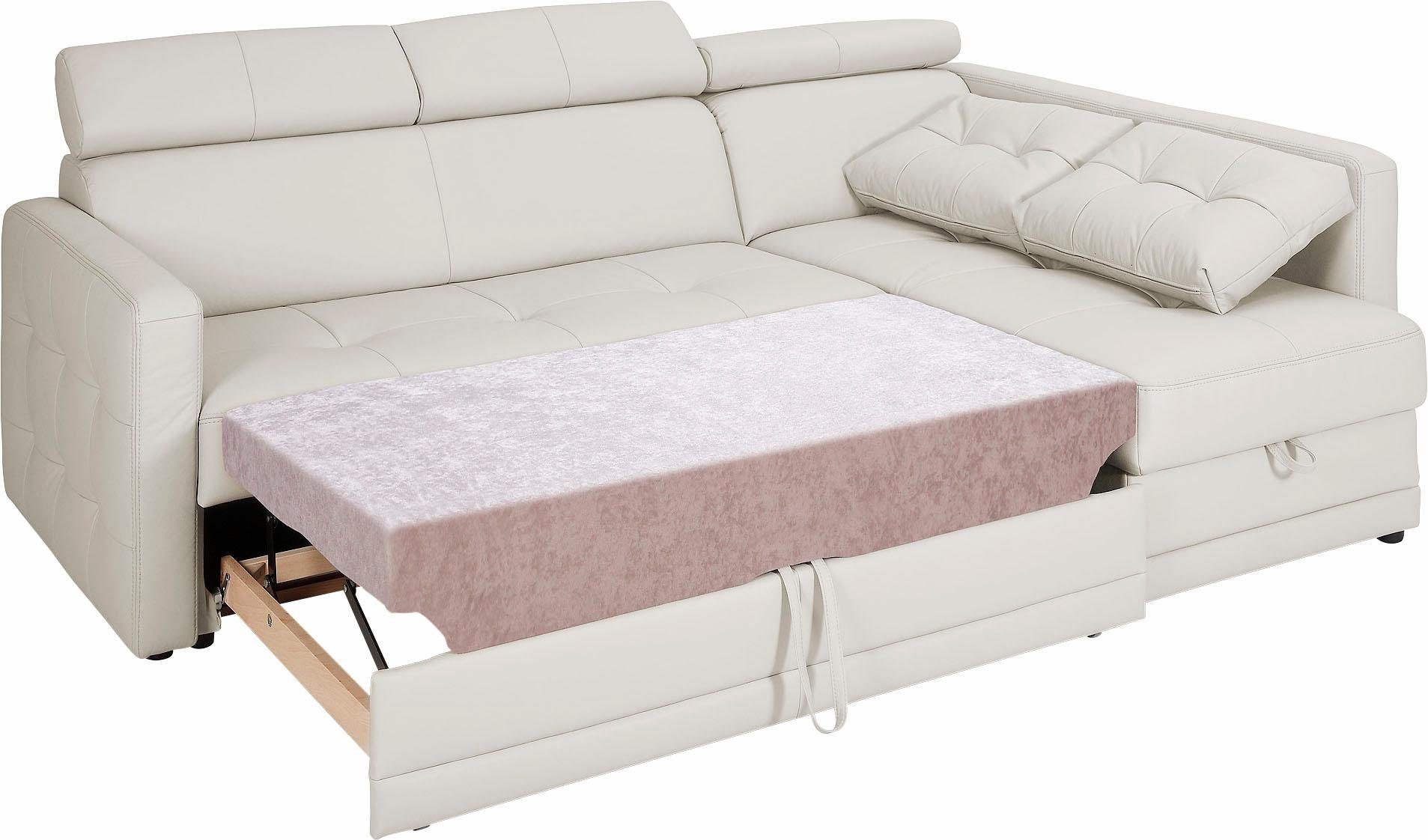 exxpo - sofa fashion Hoekbank Arles, comfortabele verenondersteuning, OTTOs Choice, L-vorm keuze met bedfunctie en bedlade, inclusief hoofdeinde-verstelling