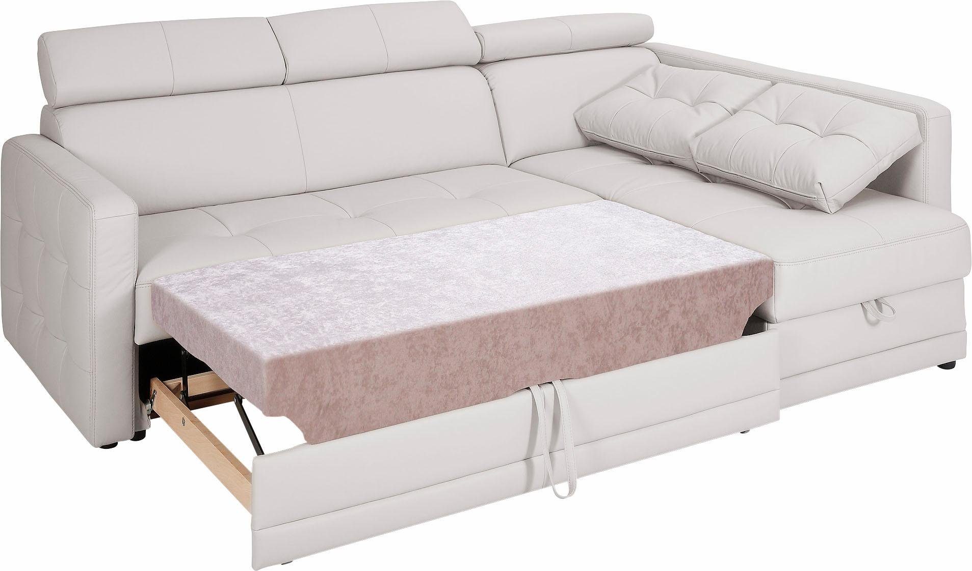 exxpo - sofa fashion Hoekbank Arles, comfortabele verenondersteuning, OTTOs Choice, L-vorm keuze met bedfunctie en bedlade, inclusief hoofdeinde-verstelling
