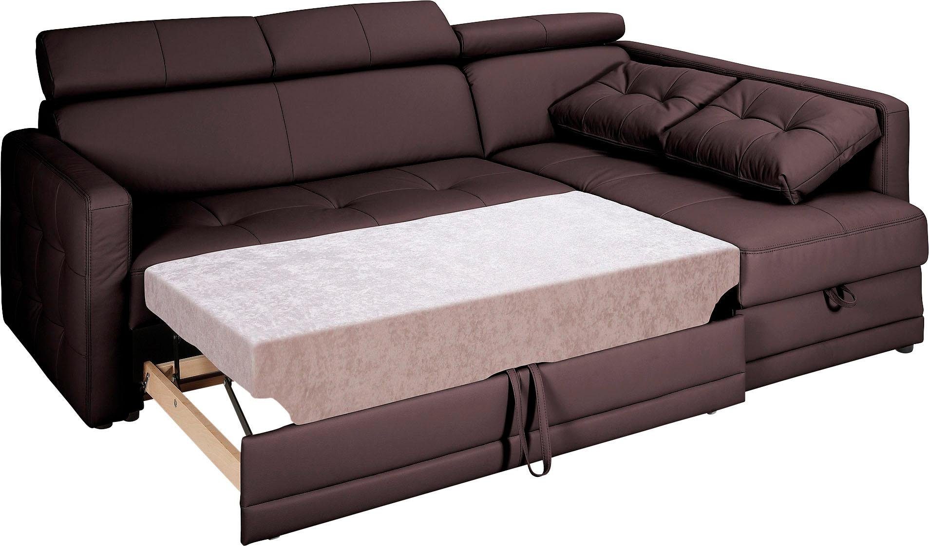 exxpo - sofa fashion Hoekbank Arles, veerkern, OTTOs Choice, tijdloos, breedte 225 cm, L-vorm keuze met bedfunctie en bedlade, inclusief hoofdeinde-verstelling