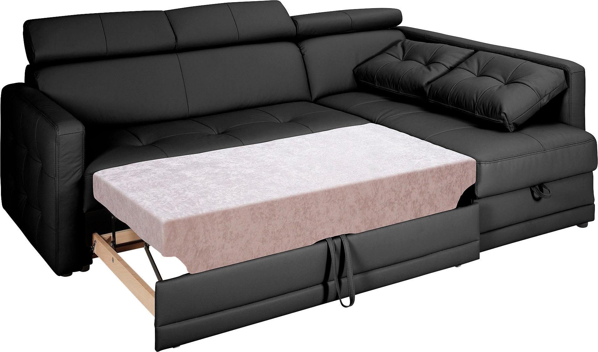 exxpo - sofa fashion Hoekbank Arles, comfortabele verenondersteuning, OTTOs Choice, L-vorm keuze met bedfunctie en bedlade, inclusief hoofdeinde-verstelling