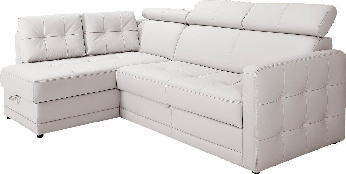 exxpo - sofa fashion Hoekbank Arles, veerkern, OTTOs Choice, tijdloos, breedte 225 cm, L-vorm keuze met bedfunctie en bedlade, inclusief hoofdeinde-verstelling