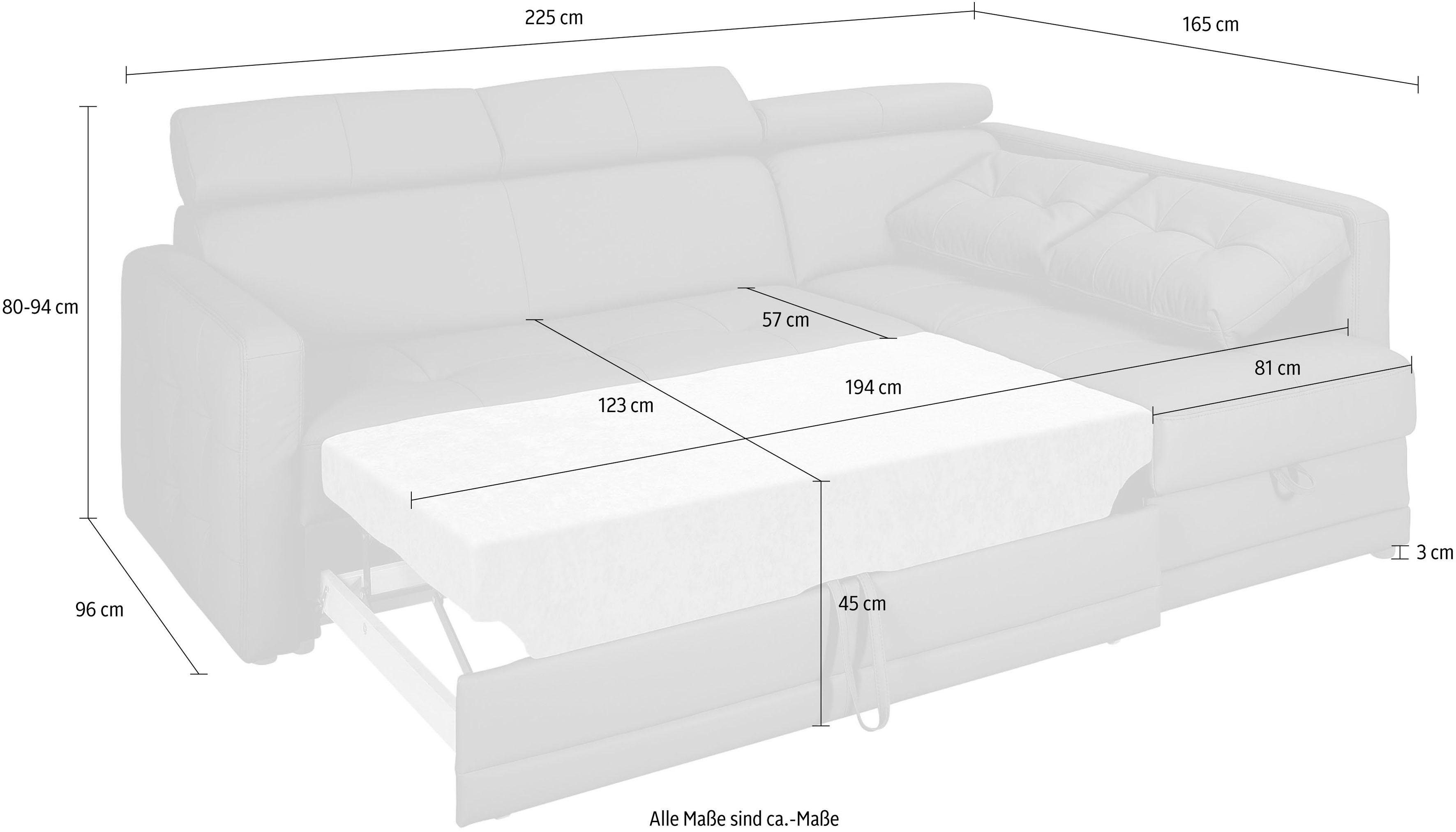 exxpo - sofa fashion Hoekbank Arles, comfortabele verenondersteuning, OTTOs Choice, L-vorm keuze met bedfunctie en bedlade, inclusief hoofdeinde-verstelling