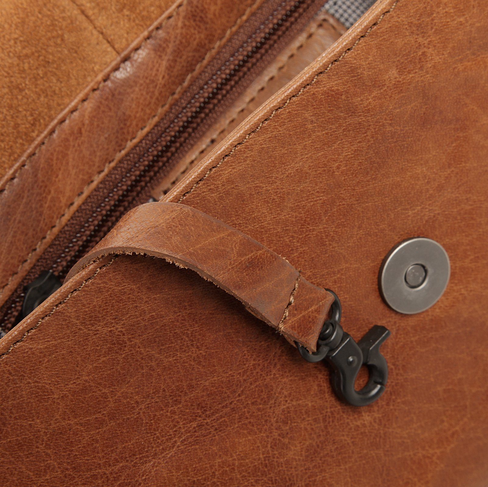 Spikes & Sparrow Schoudertas echt leer, made in italy