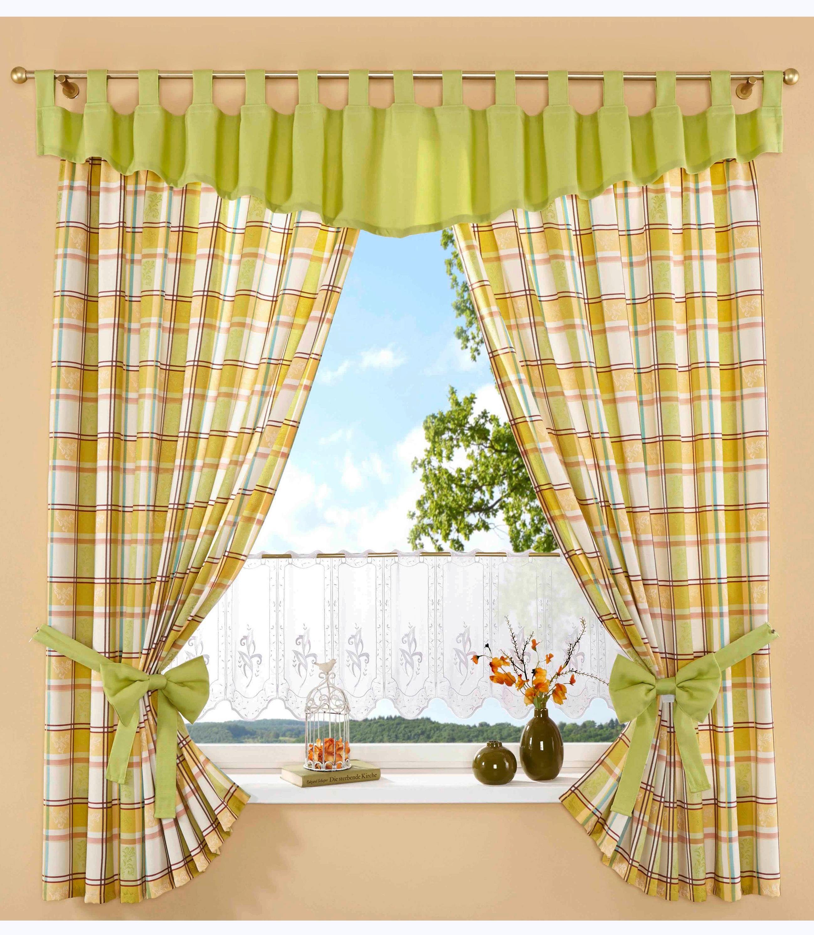 Stickereien Plauen Gordijn Dolken (2 stuks) kant & klaar gordijnen maat hxb: 200x130 cm beige