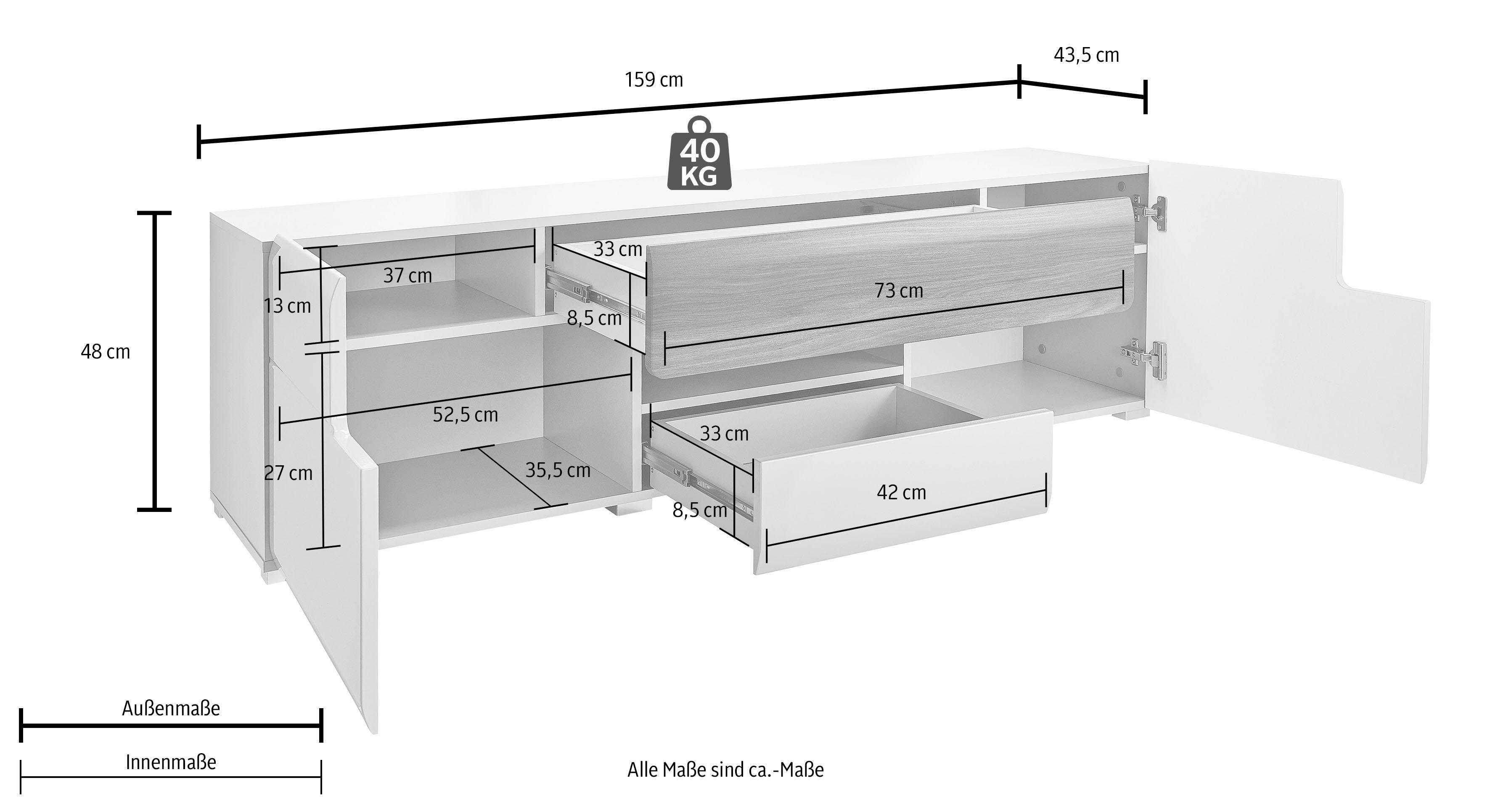INOSIGN Tv-meubel Toledo, breedte 159 cm, modieuze TV-kast met decoratief freeswerk