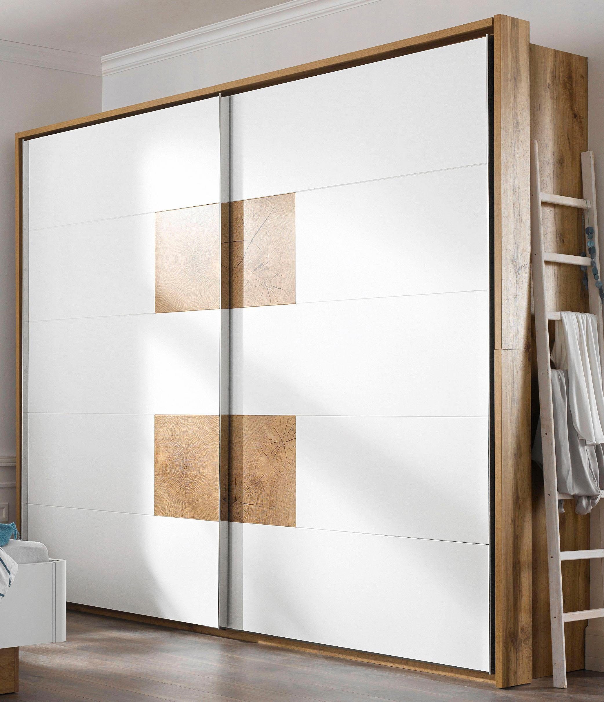 Schlafkontor Zweefdeurkast Capri Fronten met chique applicaties in kops hout-decor