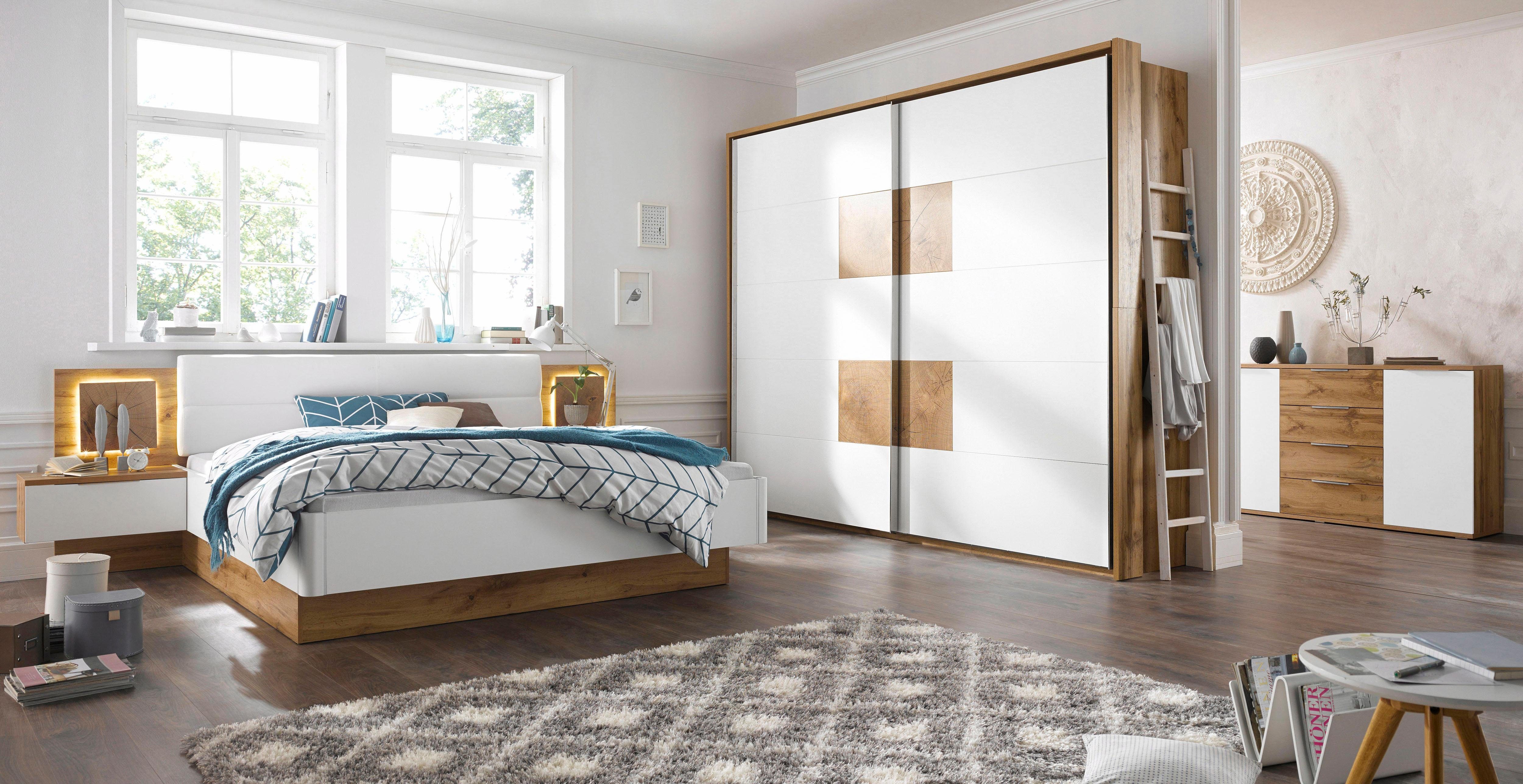 Schlafkontor Zweefdeurkast Capri Fronten met chique applicaties in kops hout-decor