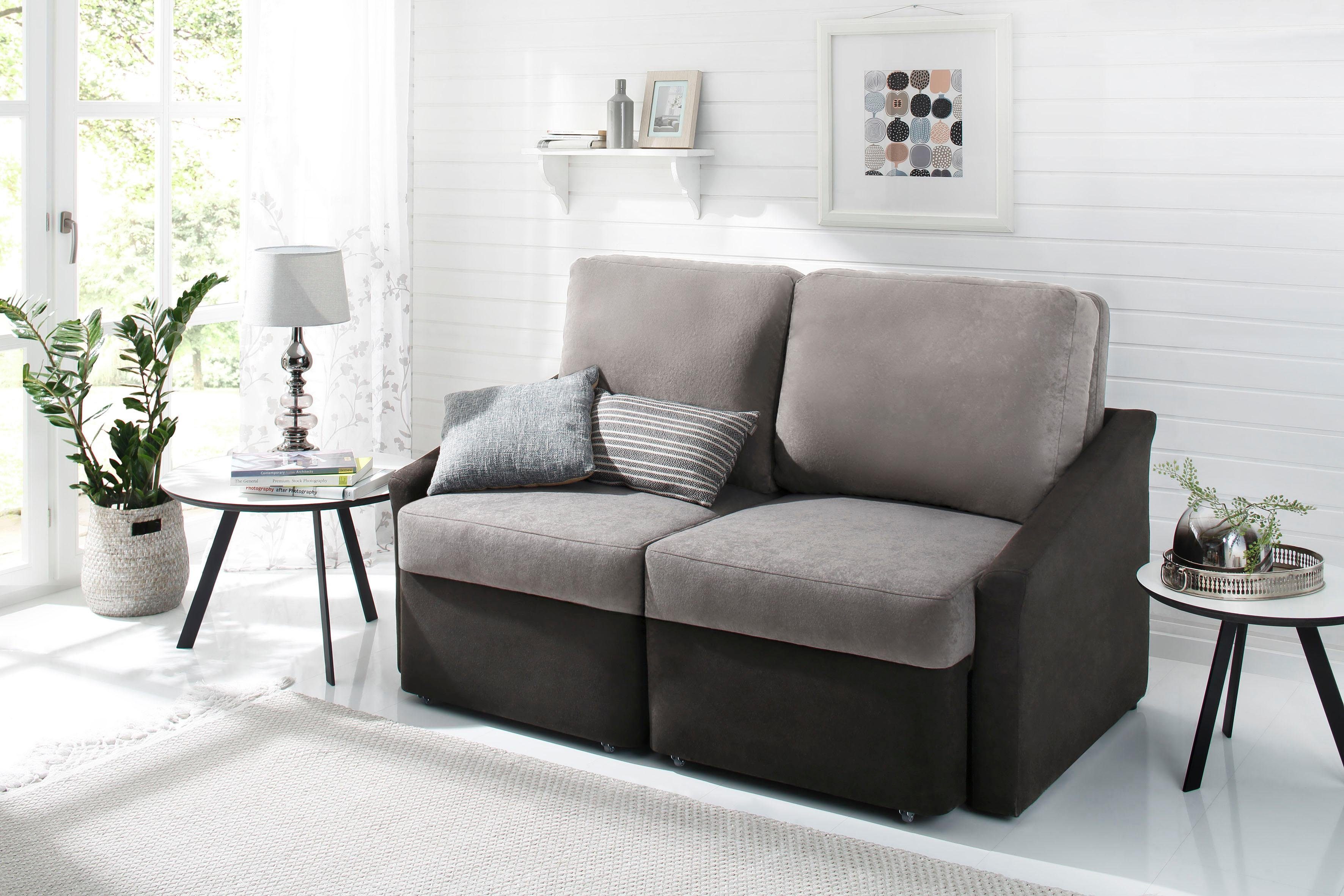 Home affaire 2-zitsbank Sleepy met slaapfunctie grijs, 2-zitsbanken