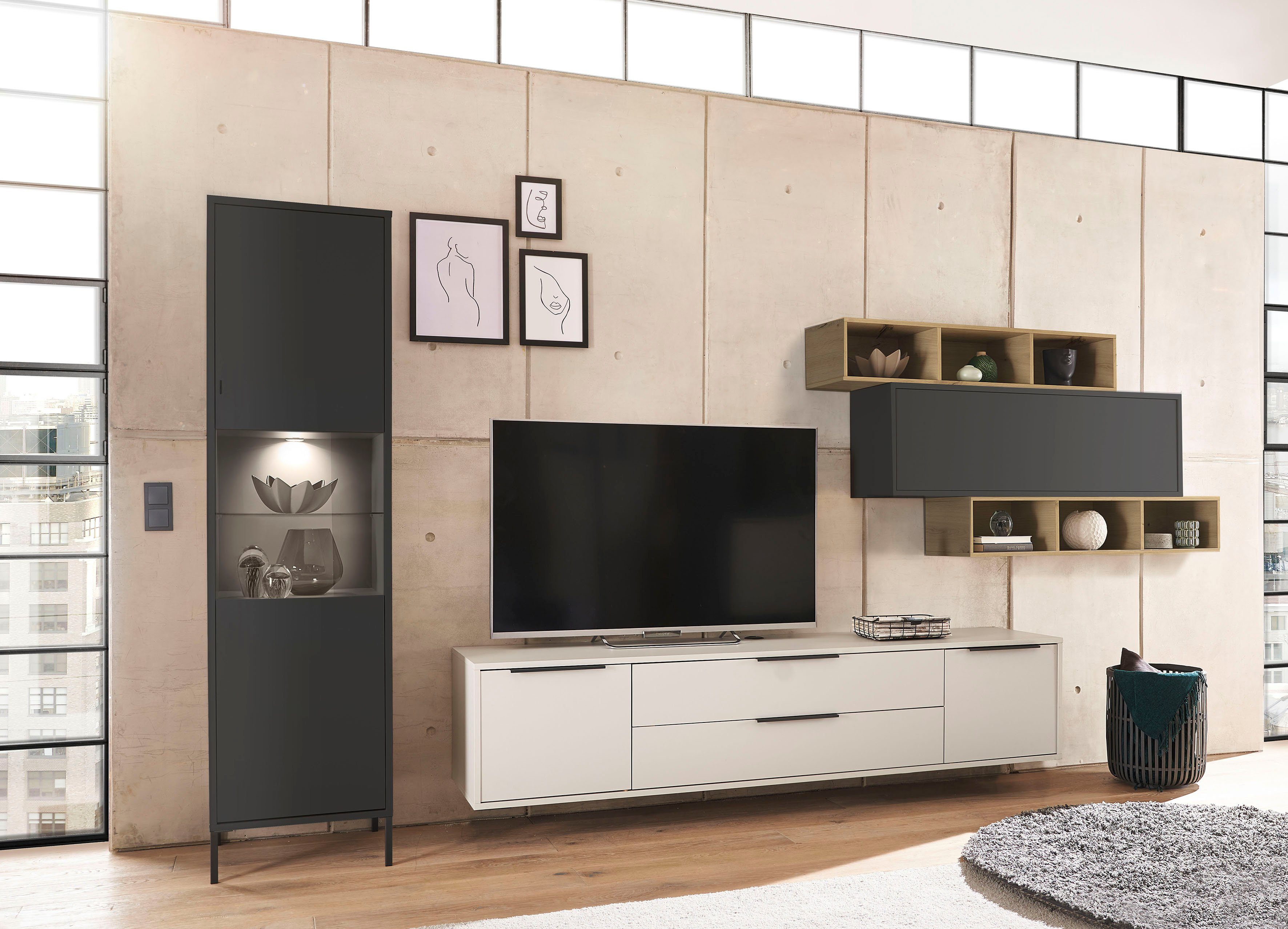 Mäusbacher Staande vitrinekast Bonnie TOPSELLER! Vitrine met verwisselbare deurafsluiting