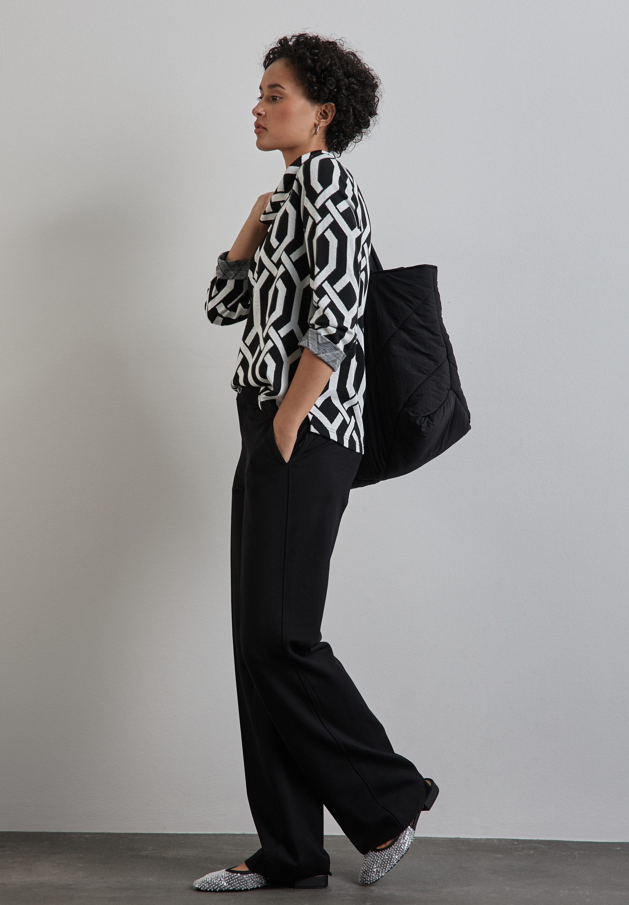 STREET ONE Shirt met lange mouwen met jacquard motief