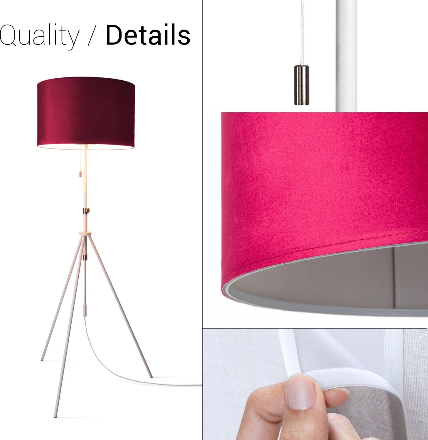 Paco Home Staande lamp Naomi uni Color Woonkamer in hoogte verstelbaar 121,5 tot 176,5 cm trekschakelaar velours