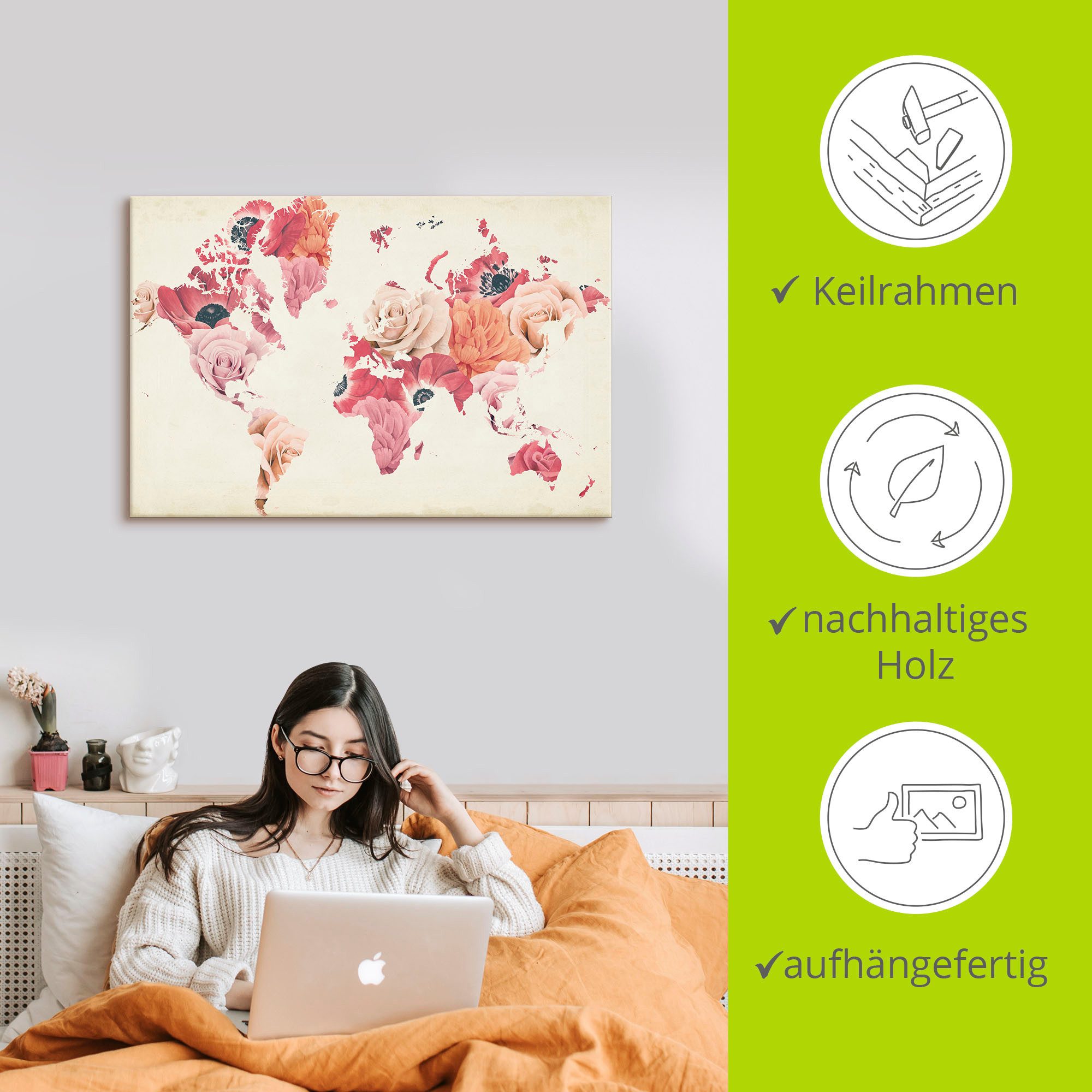 Artland Artprint op linnen De aarde lacht in bloemen