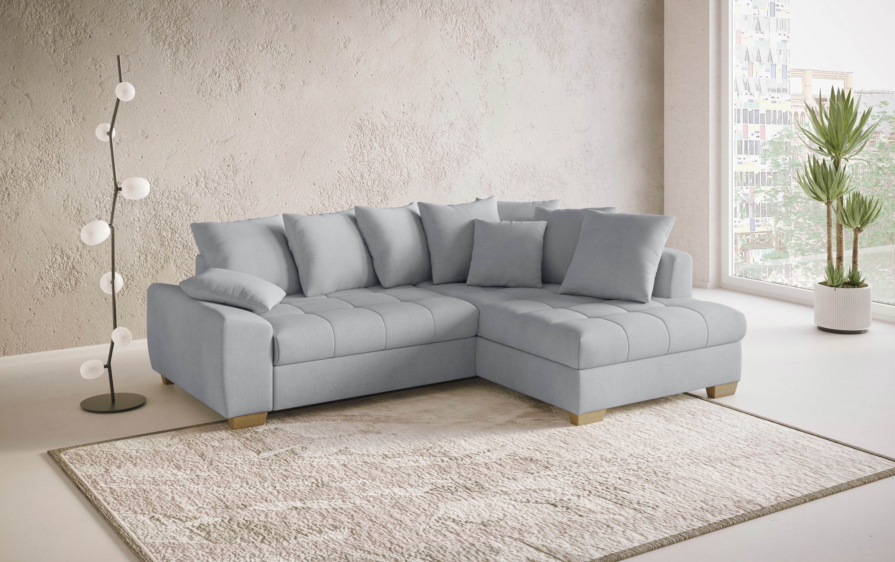 Mr. Couch Hoekbank Nikita II, L-vorm, tot 140kg per zitplaats belastbaar met koudschuim bekleding, optioneel met bed en bedlade