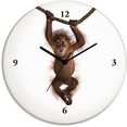 artland wandklok baby sumatra orang oetan hangt aan het touw geluidloos, zonder tikkende geluiden, niet tikkend, geruisloos - naar keuze: radiografische klok of kwartsklok, moderne klok voor woonkamer, keuken etc. - stijl: modern wit