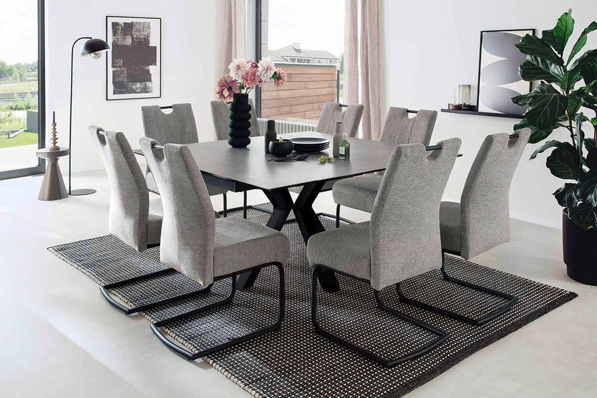 MCA furniture Eettafel PALLINI uitschuifbare tafel 90-150 cm Keramiek, metaal, lengteschuif, uittrekbaar, tafelblad 13 mm