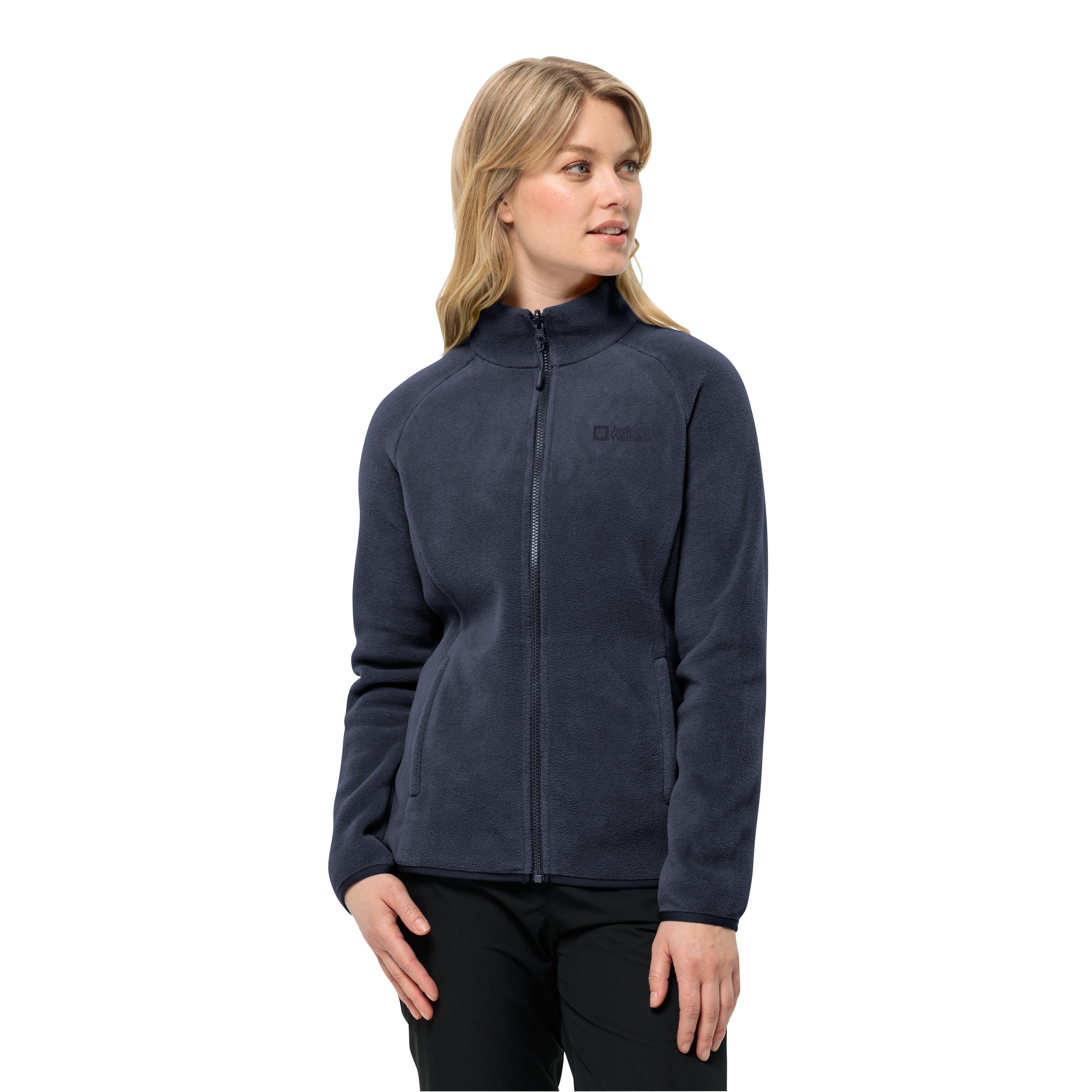 Jack Wolfskin Fleecejack MOONRISE FZ W met korte systeemrits voor wandelingen dames fleece vesten maat XXL (48) blauw