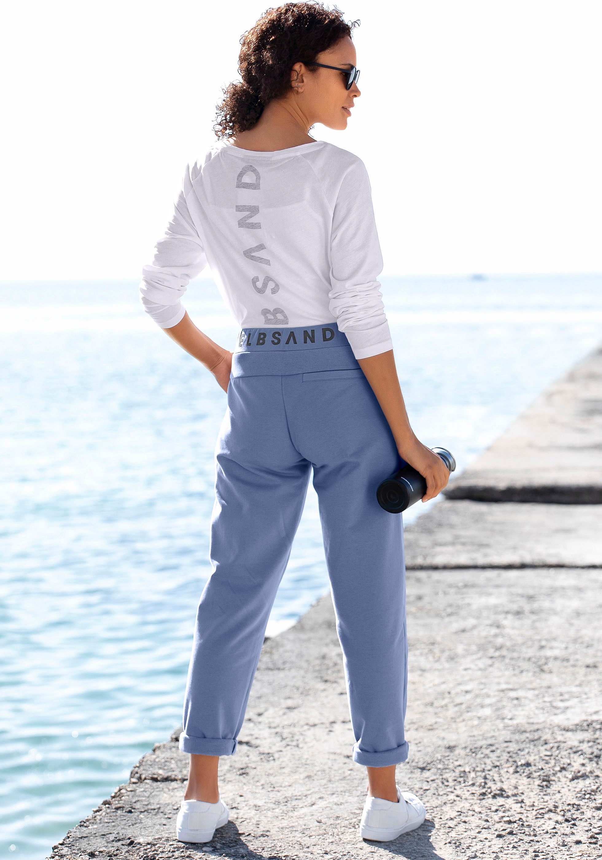 Elbsand Sweatbroek Brinja met logoprint op de tailleband en zakken, joggingbroek, loungebroek