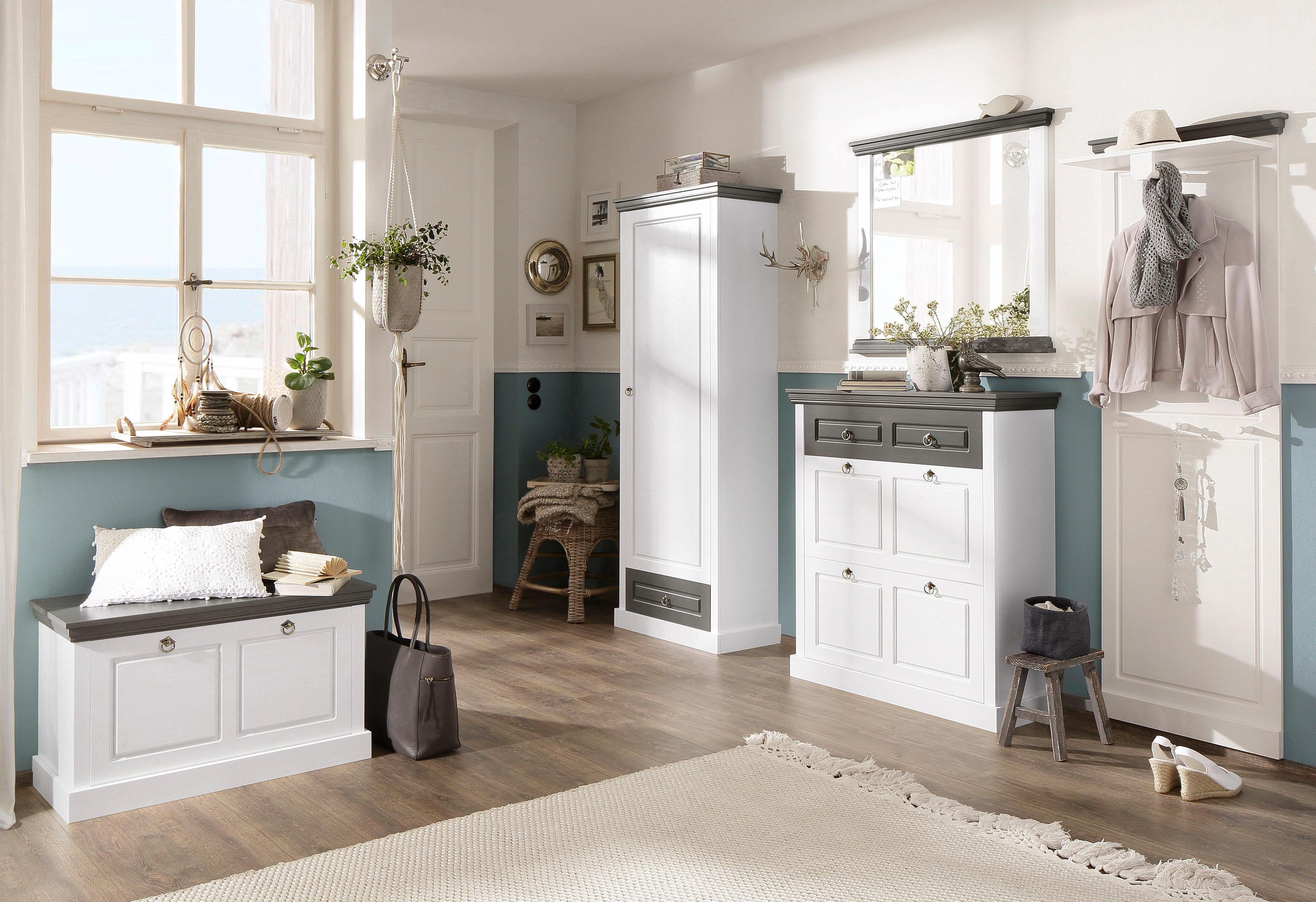 Home affaire Schoenenkast Basilico van massieve dennen, fsc®, breedte 90 cm, met lade, cassette-look