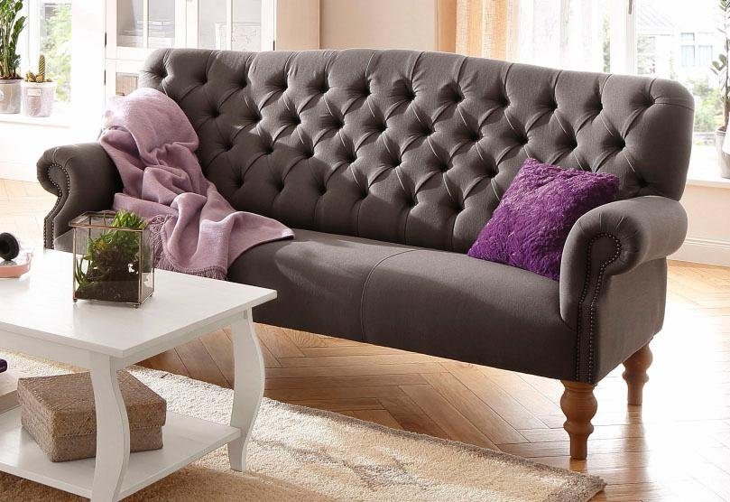 Home affaire 3-zitsbank Lord met echte chesterfield-capitonnage en siernagels