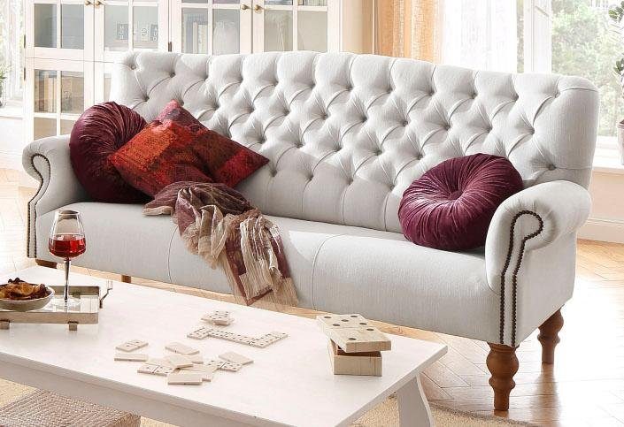 Home affaire 3-zitsbank Lord met echte chesterfield-capitonnage en siernagels