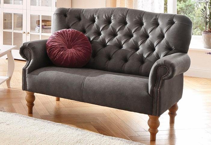 Home affaire Chesterfield-bank Lord met echte chesterfield-capitonnage en siernagels grijs, chesterfield banken