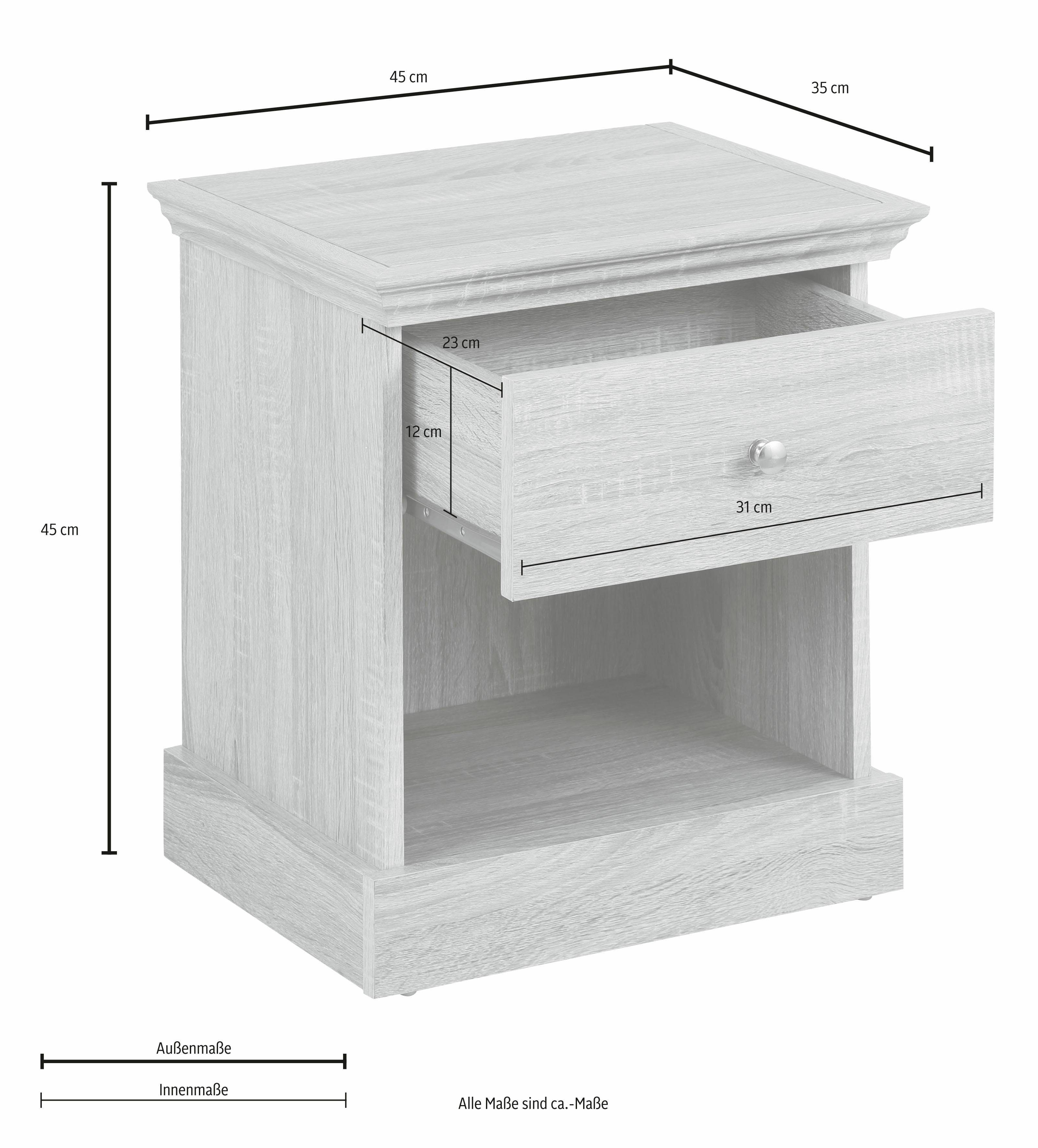 Home affaire Nachtkastje Binz met een mooie metalen knopgreep, breedte 45 cm