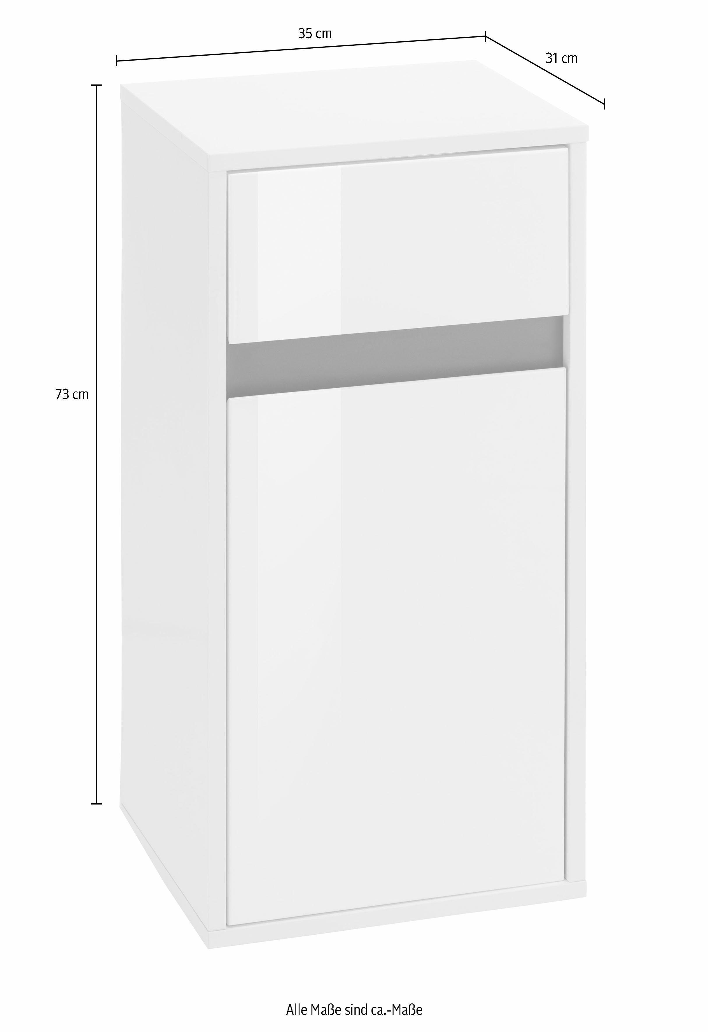 welltime Onderkast Siena Greeploze badkamerkast, hoogglans met verwisselbare front, breedte 35 cm