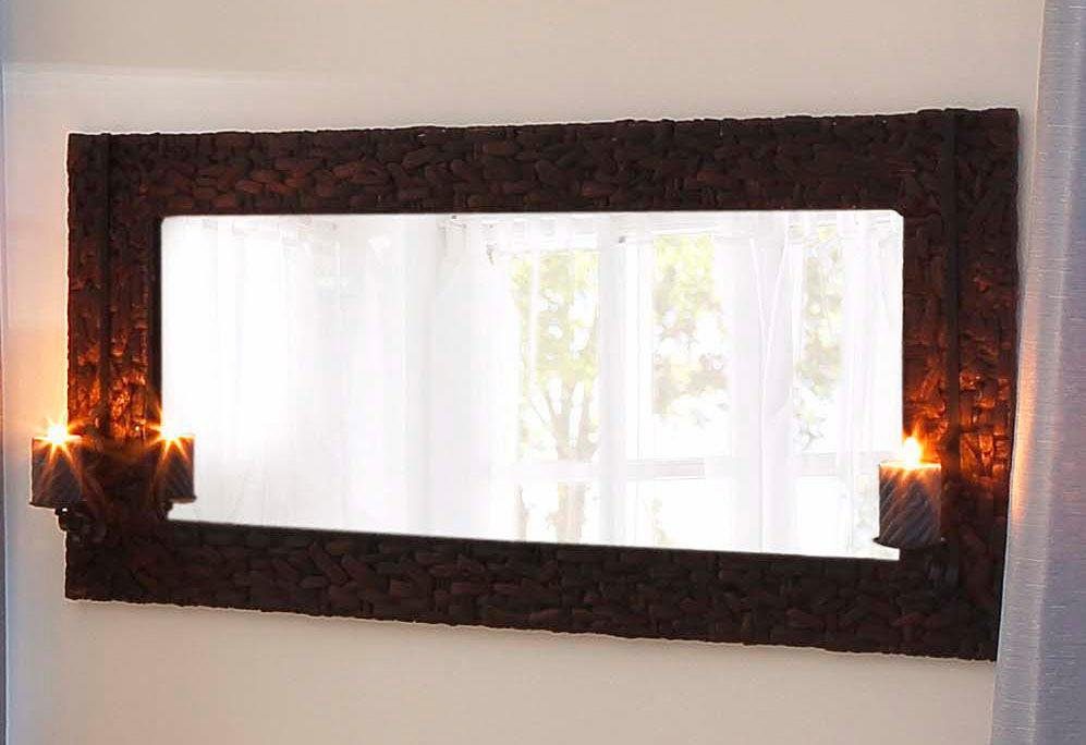 Home affaire Spiegel Mooier ontvangst met kaarshouder, gevlochten waterhyacint, breedte 150 cm