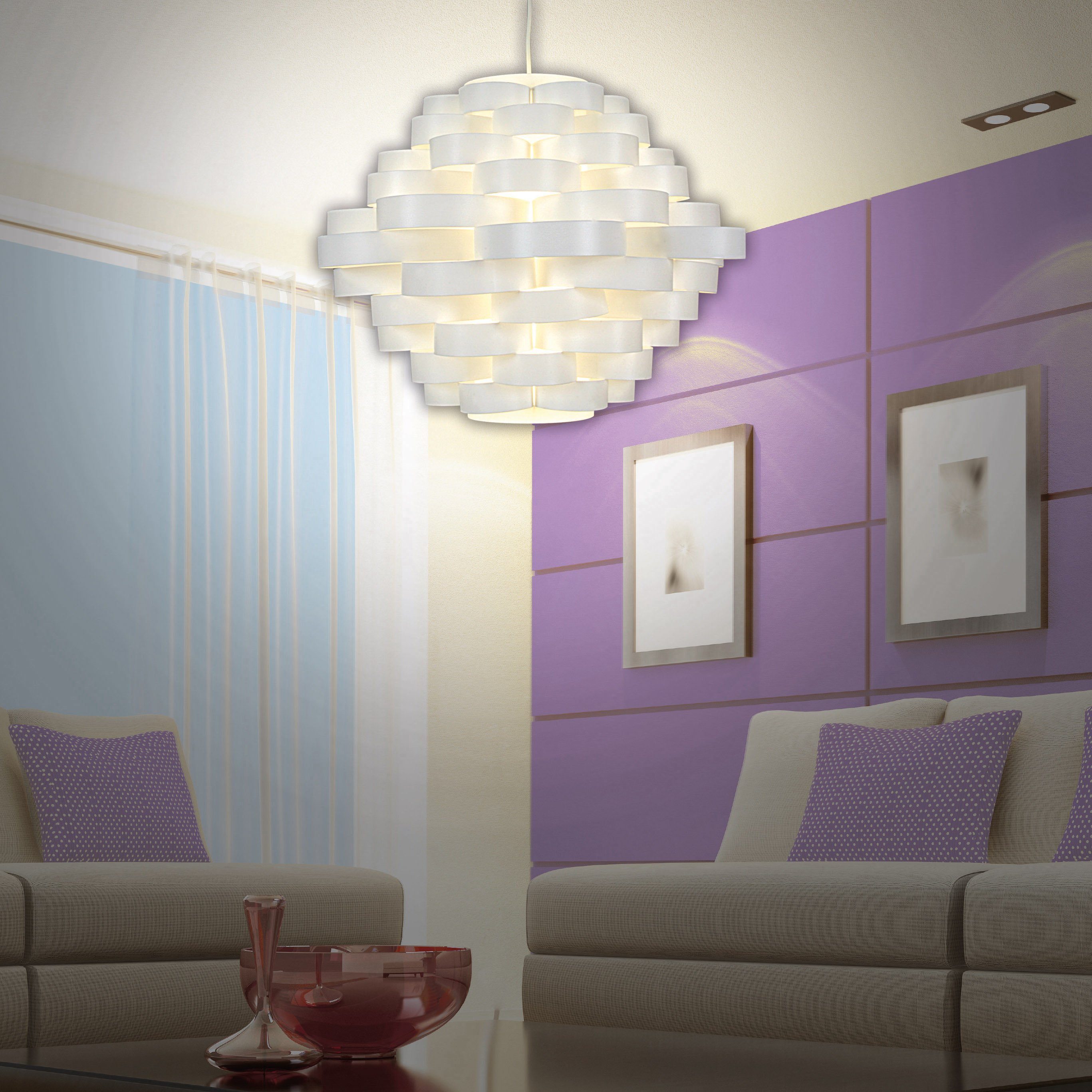 näve Hanglamp Young Living Hanglamp >>White Line<<, excl.1x E27 max. 40 W, wit,