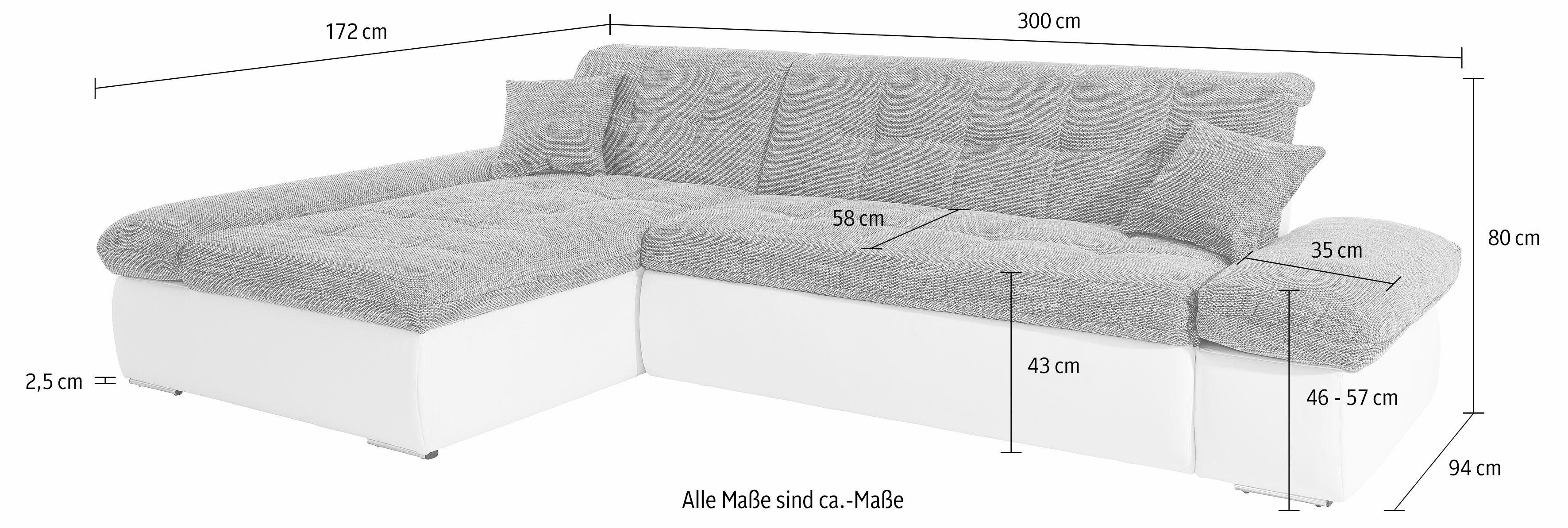 DOMO collection Hoekbank PB Moric optioneel met slaapfunctie en armsteunverstelling U-vorm