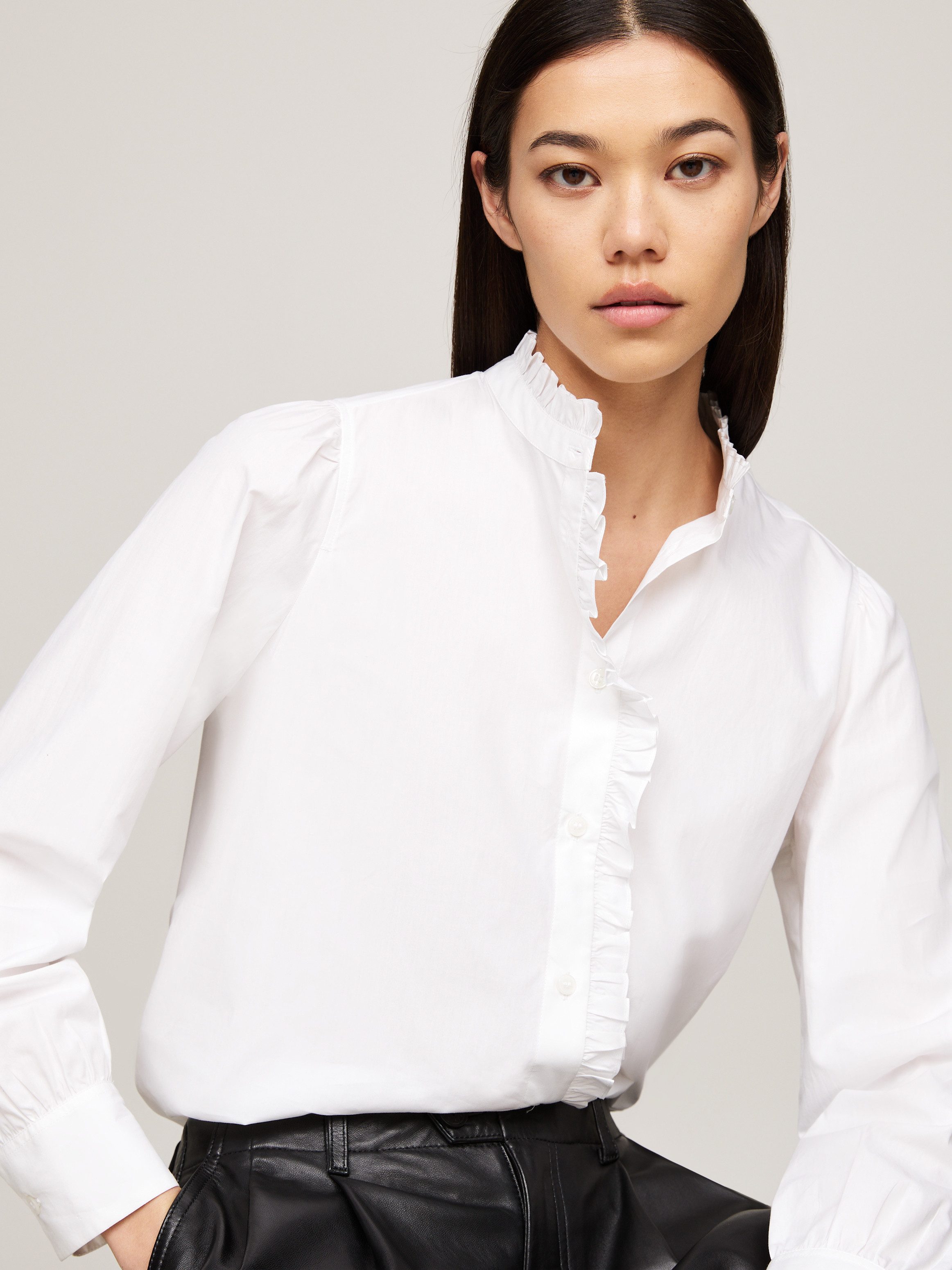 Tommy Hilfiger Shirtblouse COTTON FRILL RELAXED SHIRT
