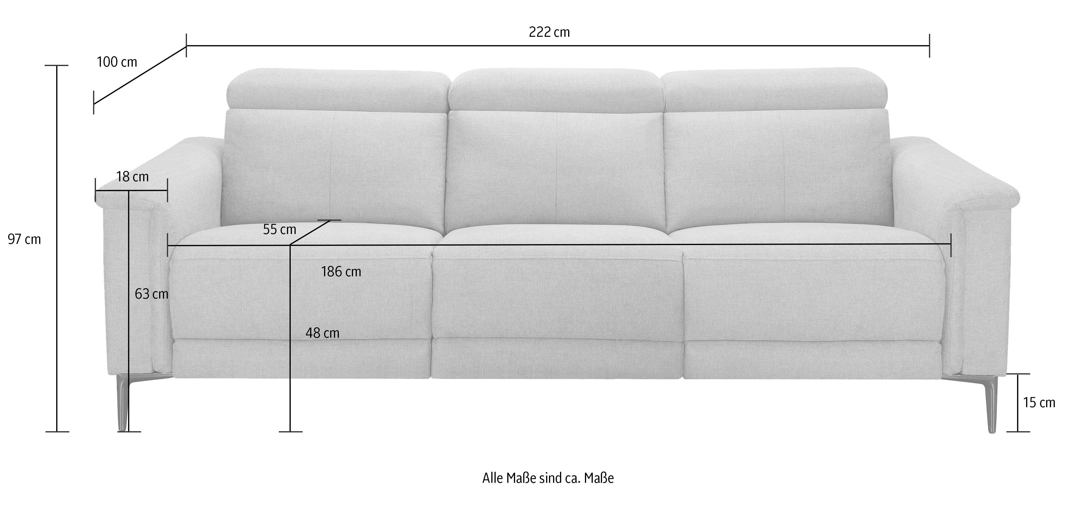 Home affaire 3-zitsbank Lund, met handmatige en elektrische relaxfunctie in 2 zittingen (links en rechts), usb-a, echt leer, kunstleer, geweven stof,