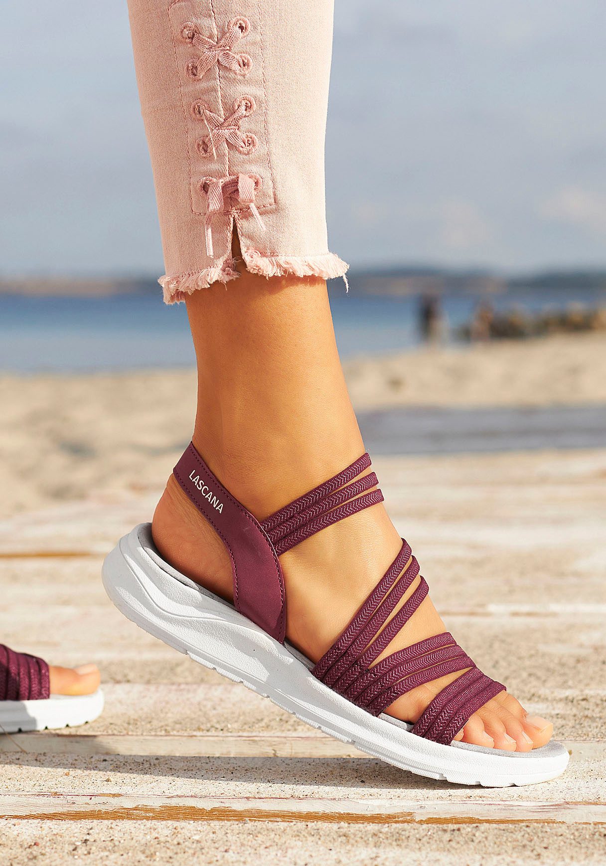 Lascana Sandalen Zomerschoen Sandalette, zomerschoen, ultralichte zool, elastische bandjes VEGAN
